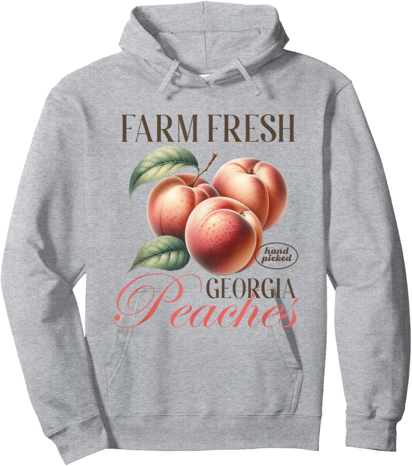Vintage Farm Fresh Georgia Peaches Shirt Peach Fruit Lover Hoodie - Hoodie | Ash