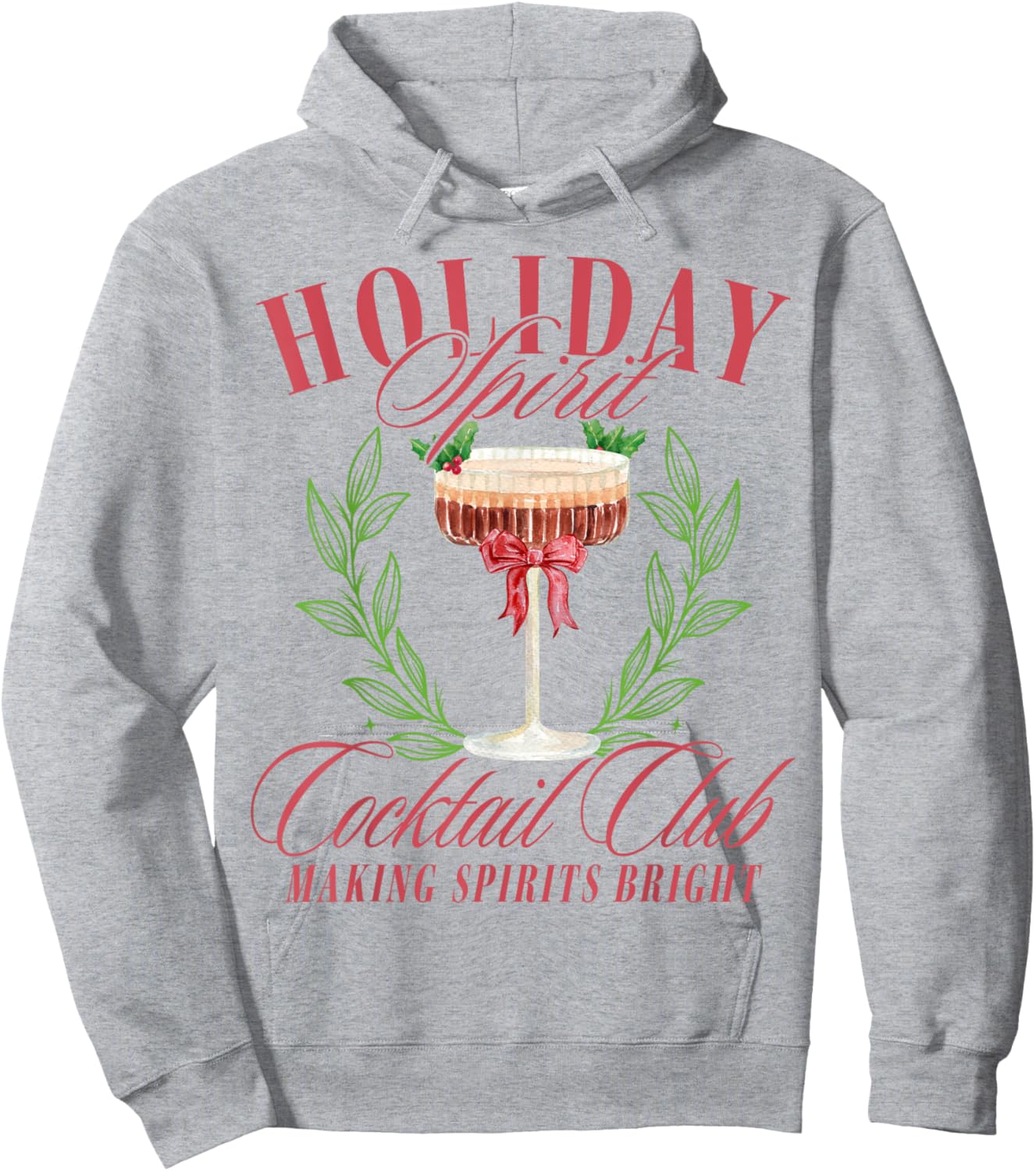 Holiday Spirit Cocktail Club Christmas Espresso Martini Hoodie - Hoodie | Ash