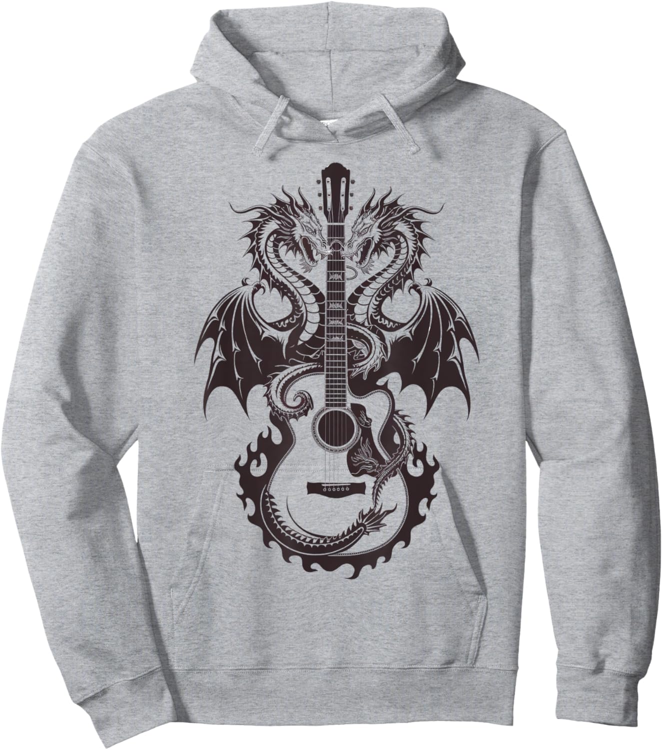 Mystical Dragon Guitar Fusion Music Lover Design Hoodie - Hoodie | Ash
