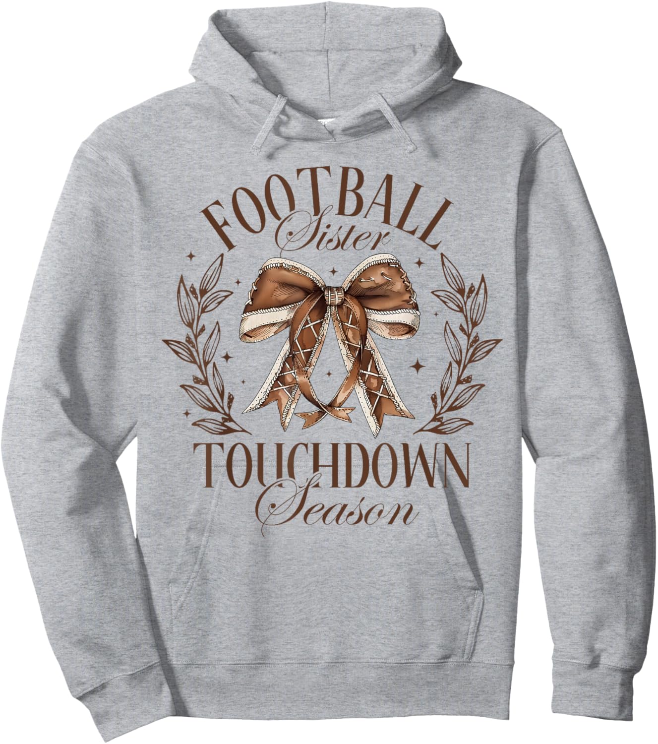 Football Sister Fall Coquette Bow Touchdown Season Game Day Hoodie - Hoodie | Ash
