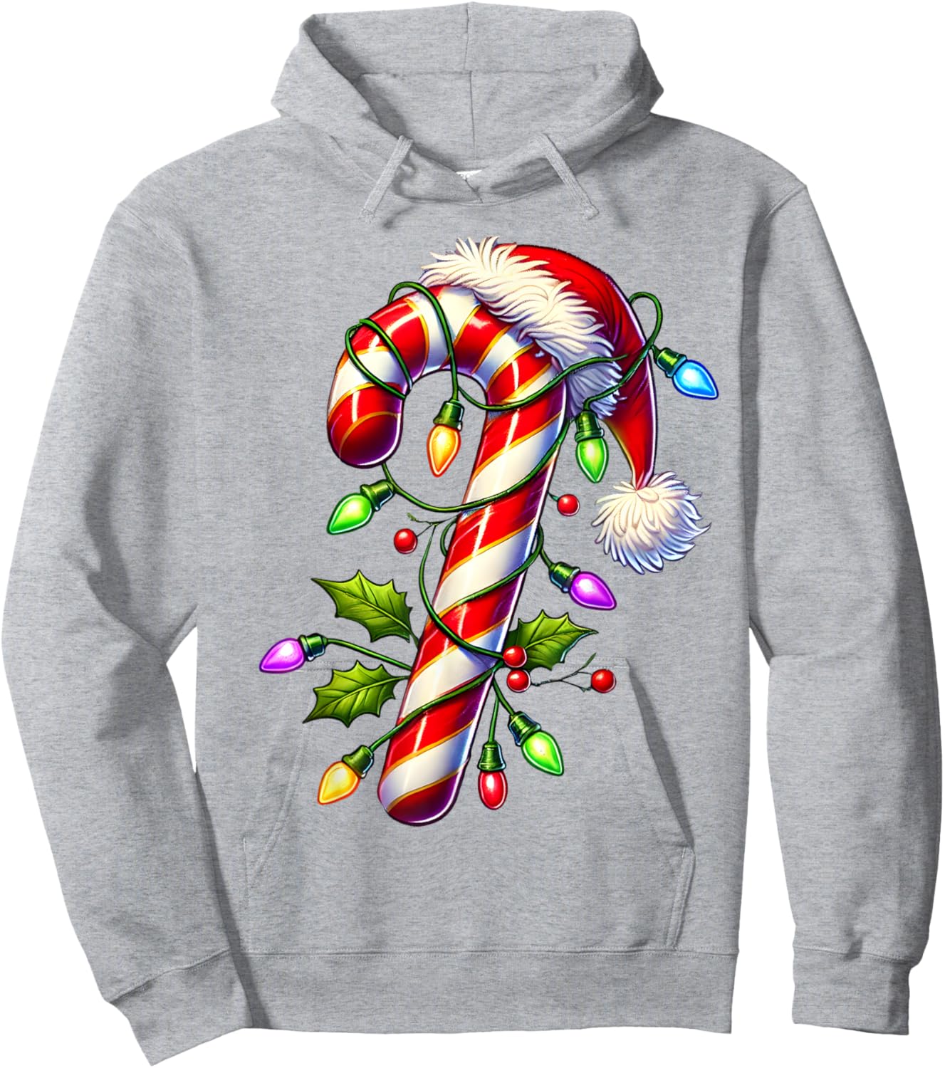 Candy Cane Crew Christmas Light Family Xmas Santa Boys Girls Hoodie - Hoodie | Ash