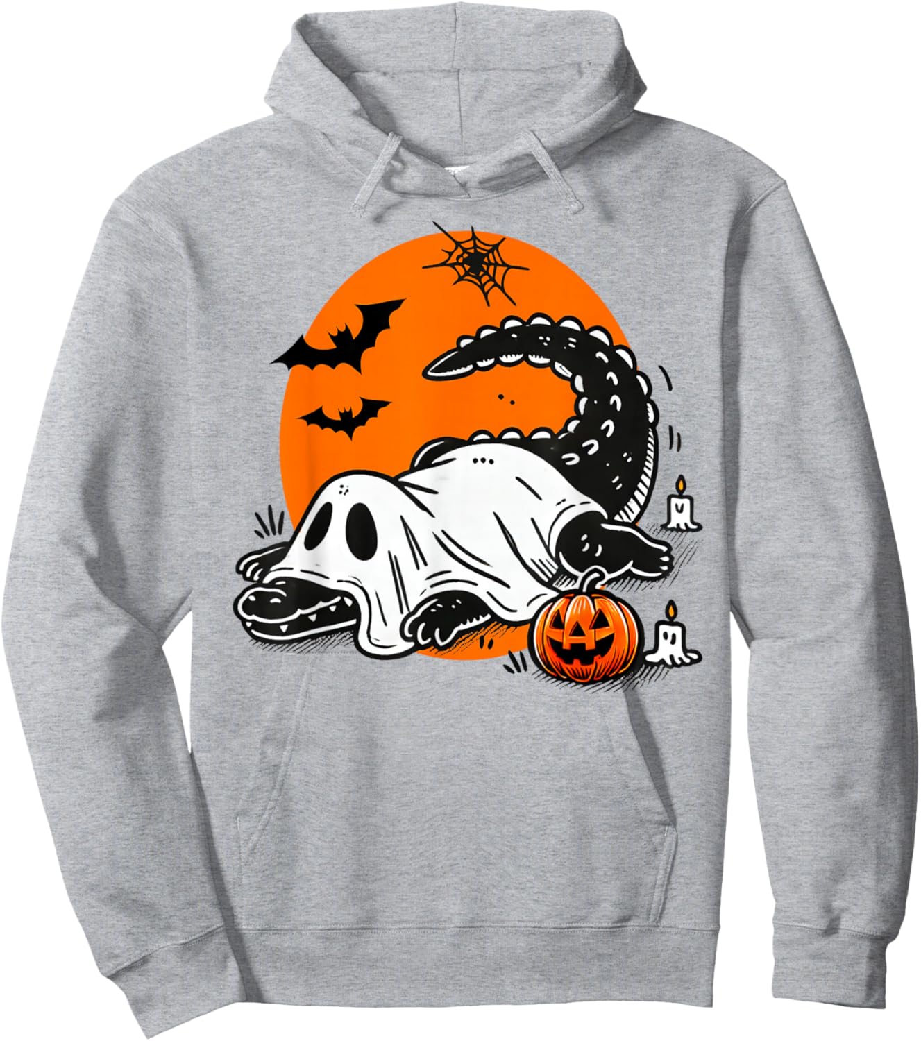 Funny Crocodile Ghost Costume Spooky Halloween Alligator Hoodie - Hoodie | Ash
