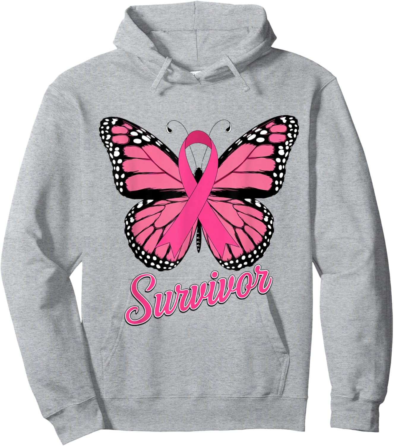 Survivor Pink Ribbon Breast Cancer Awareness Hoodie - Hoodie | Ash