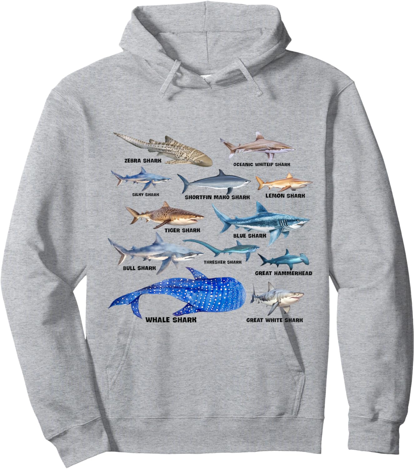 Bite Shark Species Guide Lovers Theme Shark Boy Men Hoodie - Hoodie | Ash