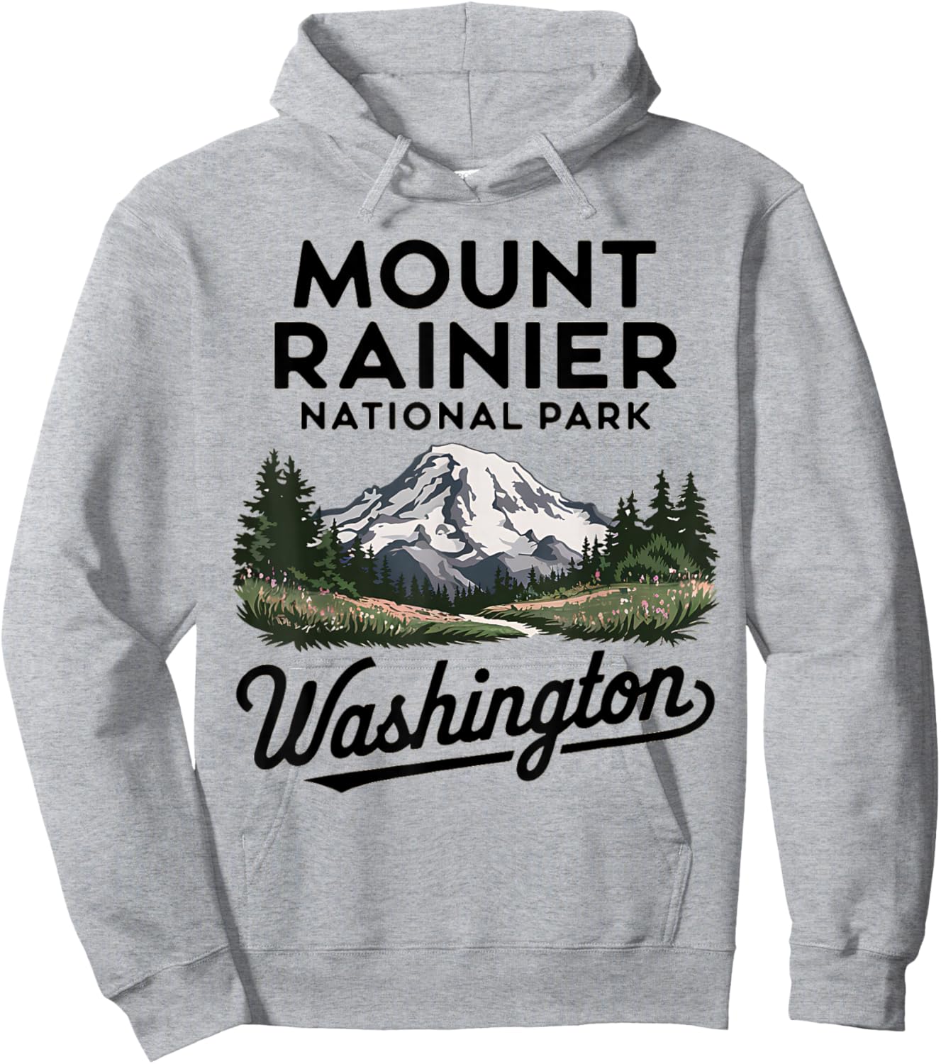 Mountain Landscape Mount Rainier National Park Washington Hoodie - Hoodie | Ash