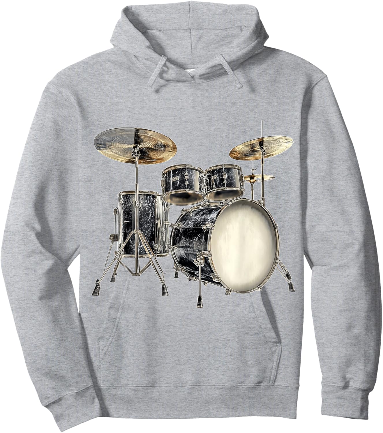 Drumset Music Instrument Motif Illustration Drumset Hoodie - Hoodie | Ash