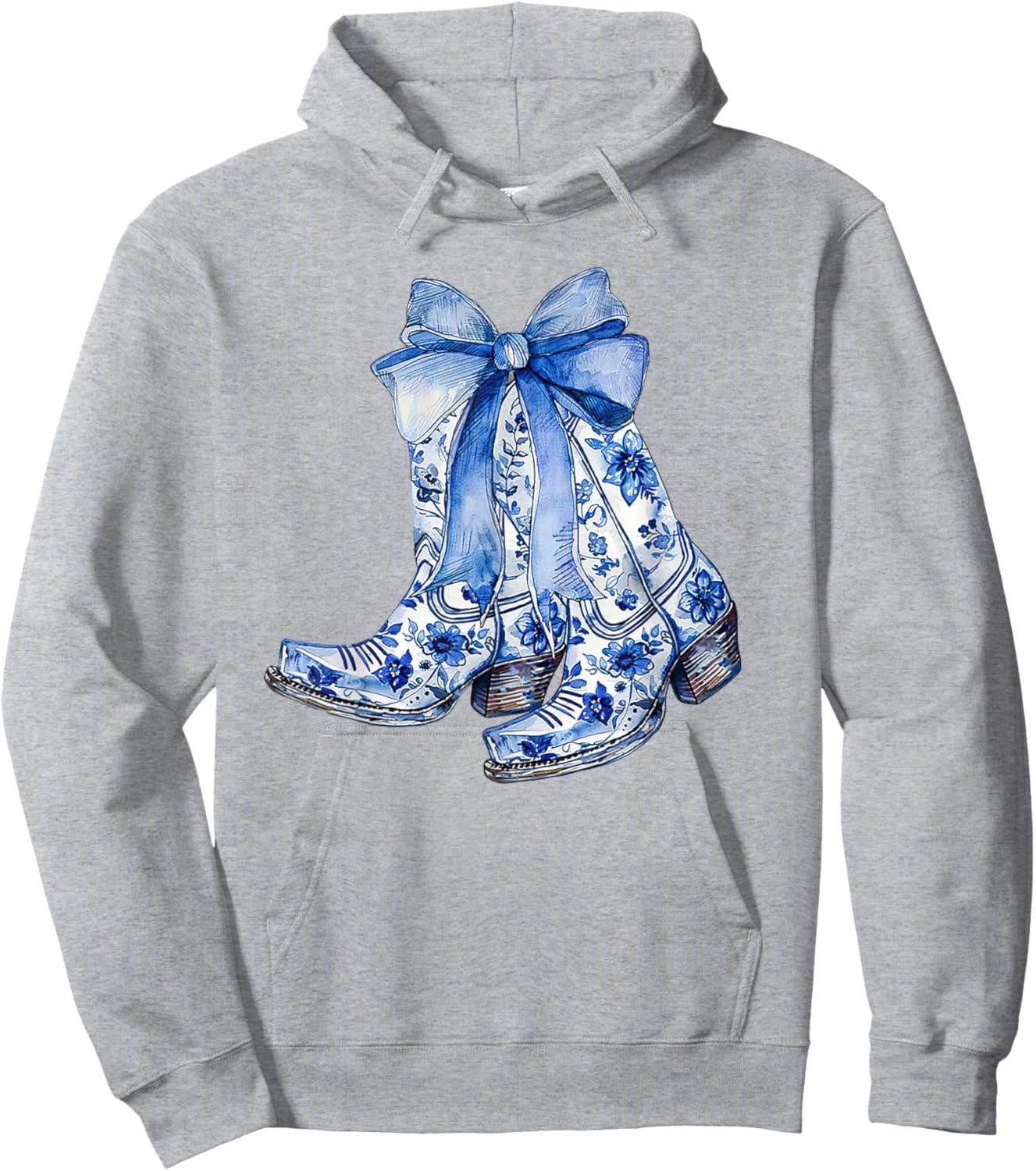 Blue and White Coastal Cowgirl Boot Hoodie - Hoodie | Ash