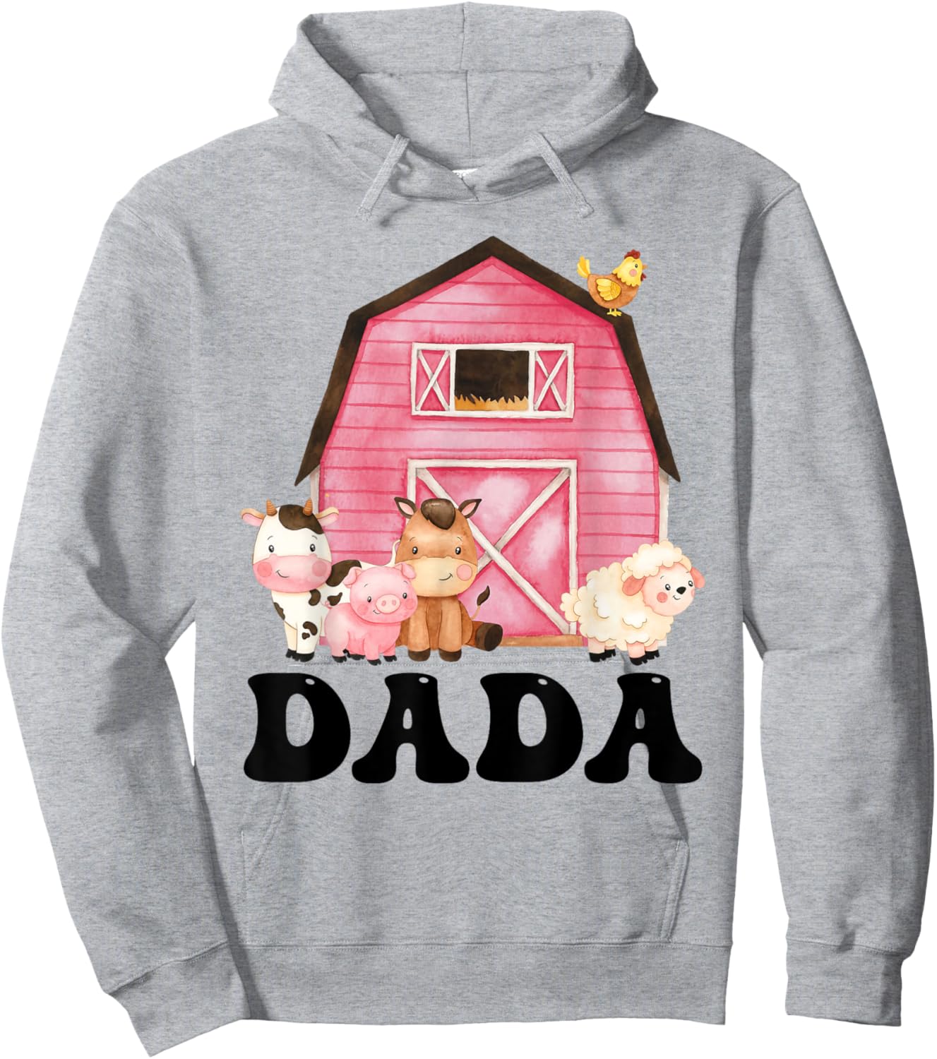 Funny Dada Farm Animals Birthday Theme Matching Family Hoodie - Hoodie | Ash