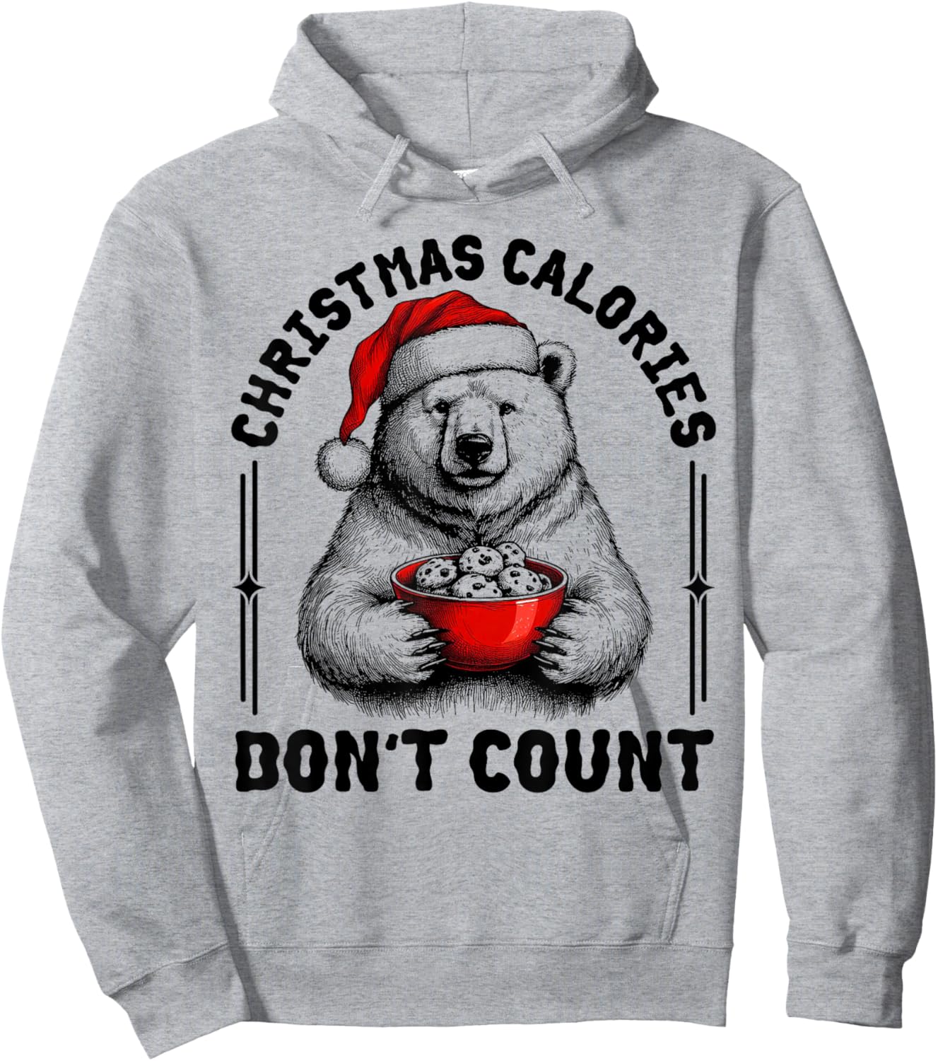 Christmas Calories Don't Count Funny Polar Bear Cookie Meme Hoodie - Hoodie | Ash
