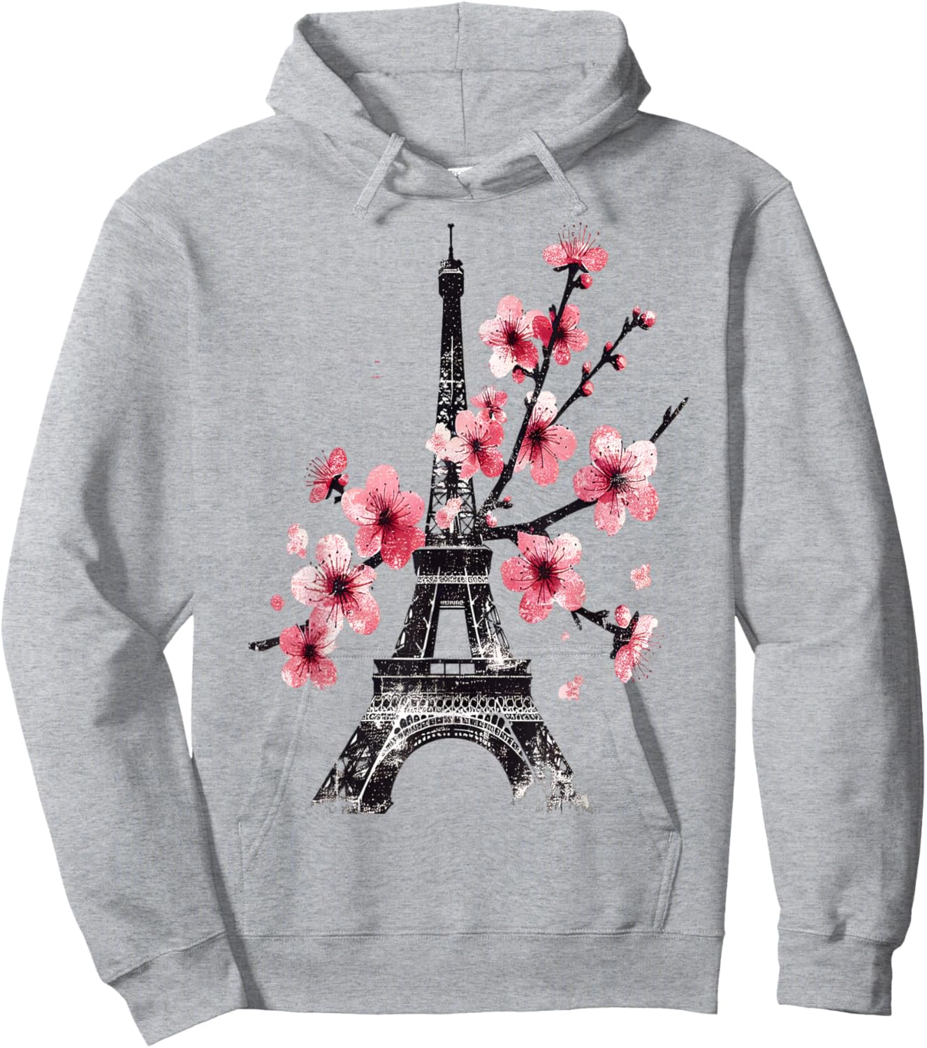 Cherry Blossom Eiffel Tower Paris Hoodie - Hoodie | Ash