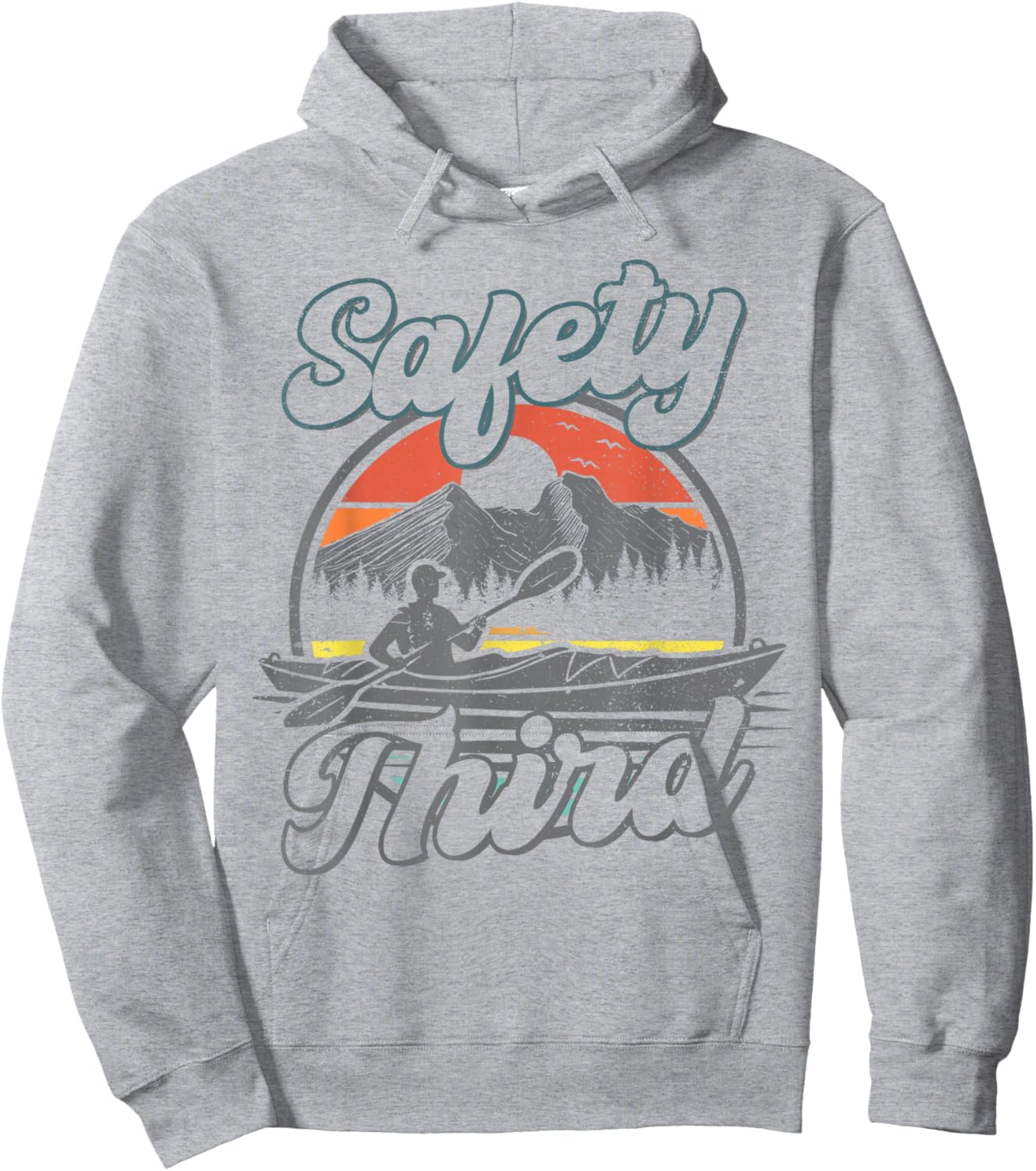 Safety Third Kayak Boating Retro Kayaking Funny Men Hoodie - Hoodie | Ash