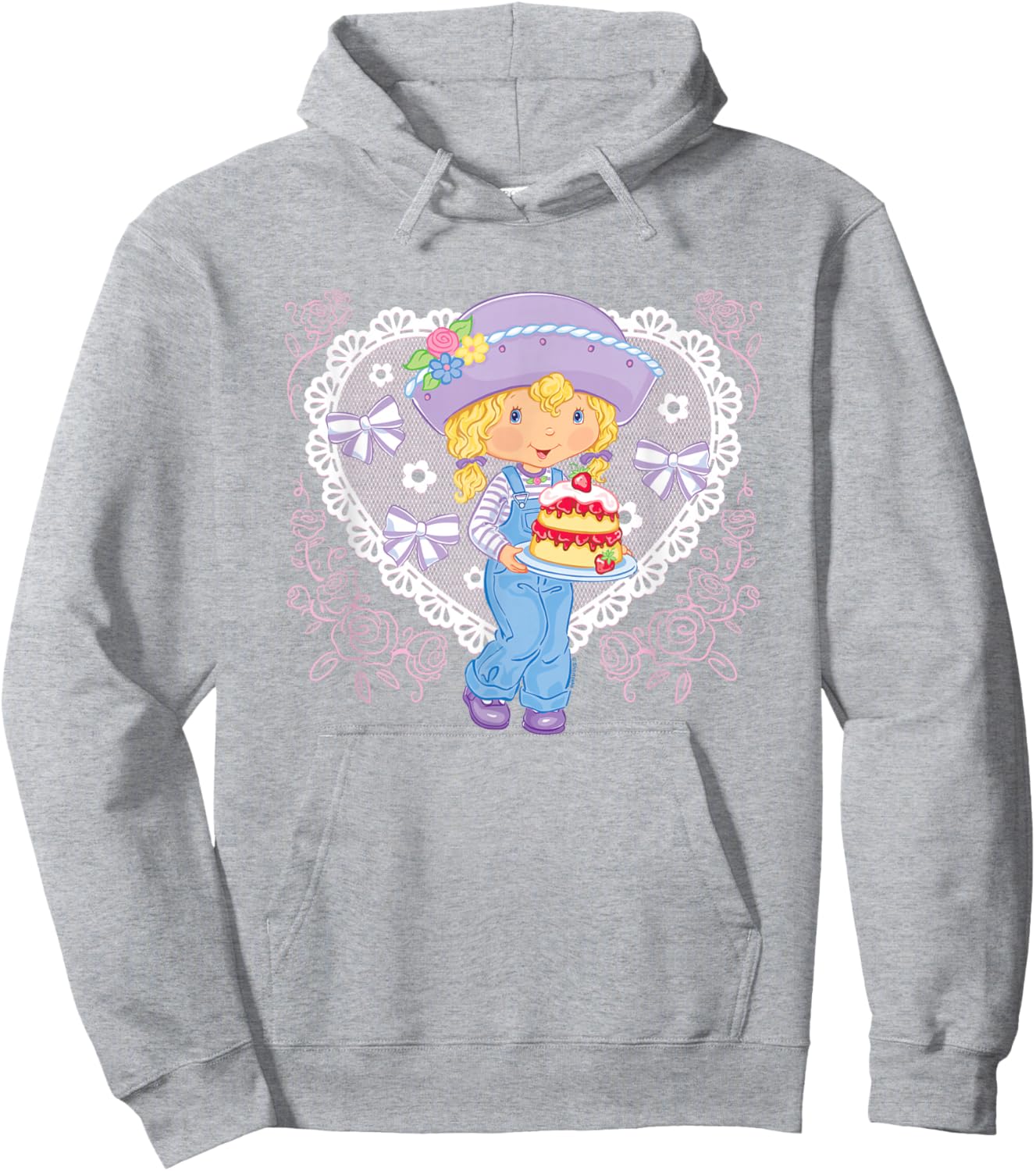 Strawberry Shortcake Cute Coquette Angelcake Big Chest Logo Hoodie - Hoodie | Ash