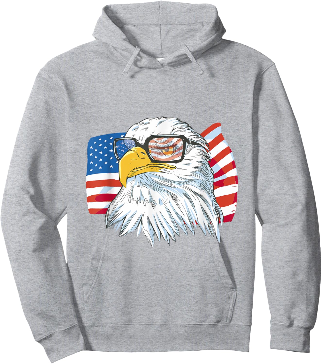 USA Bald Eagle Flag Patriotic Hoodie - Hoodie | Ash