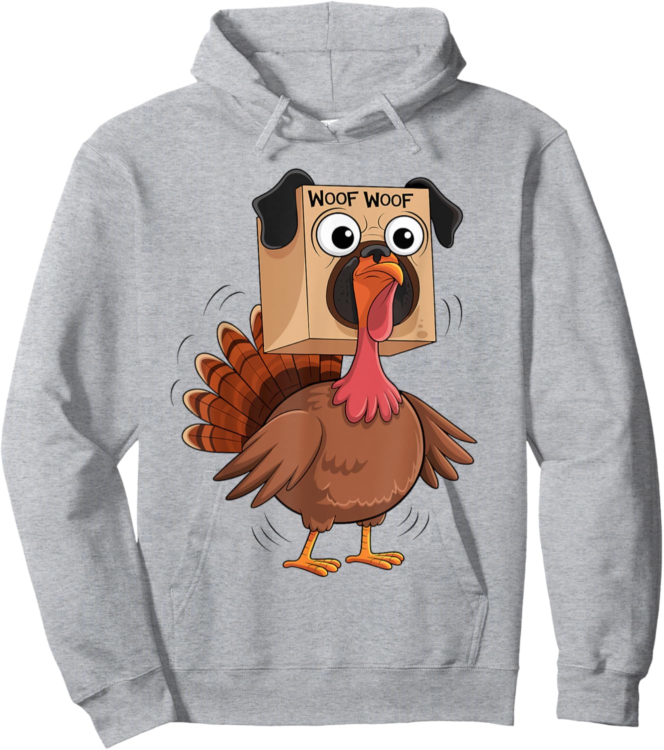 Funny Thanksgiving Turkey Fake Pug Disguise Dog Lovers Women Kids Hoodie - Hoodie | Ash