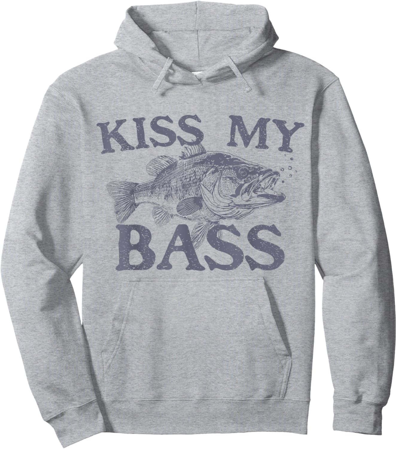 Vintage Kiss My-Bass Fishing Lover Bass Fisher Hoodie - Hoodie | Ash