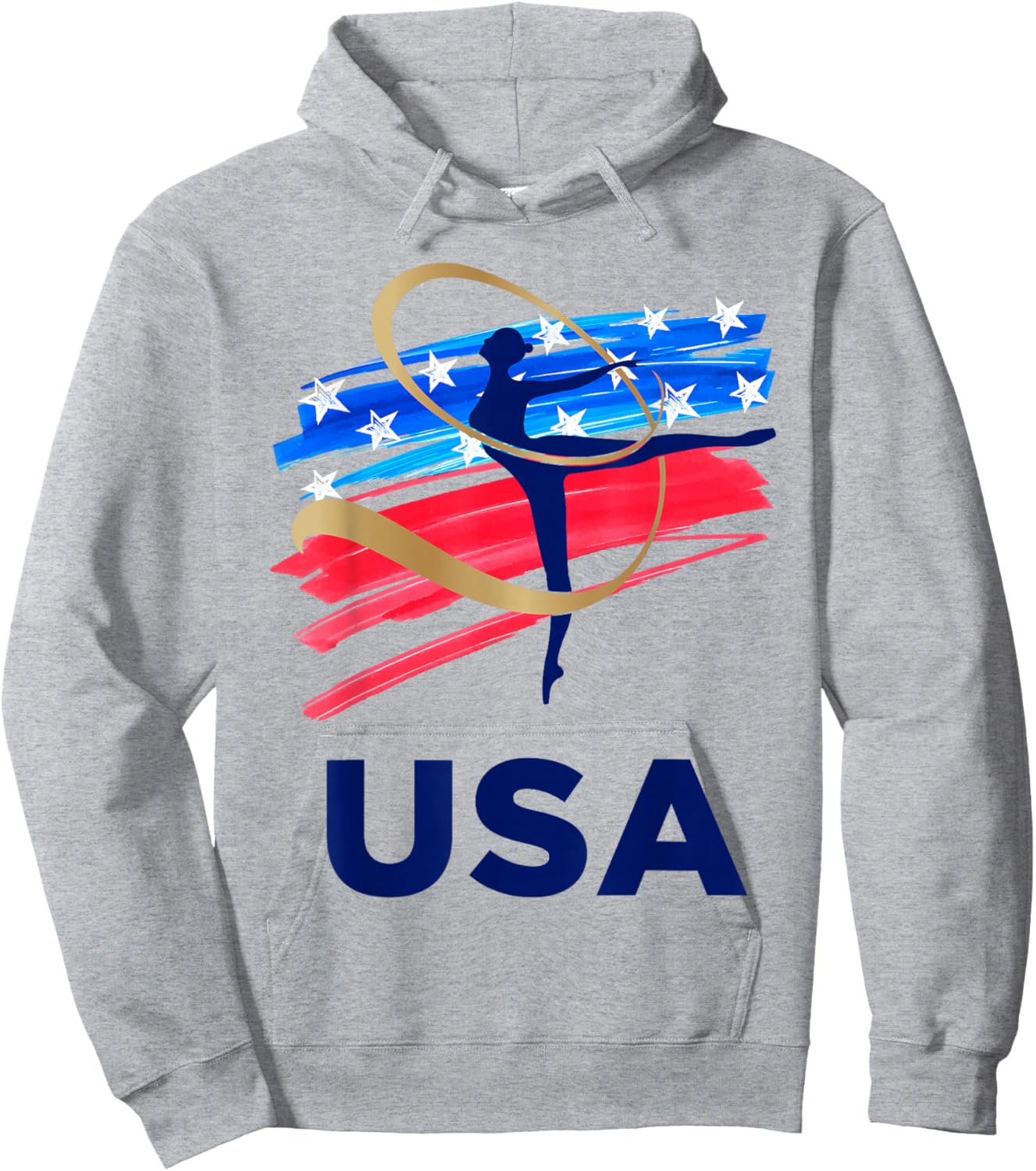 USA Sport Team Gear Summer Gymnastics White Small Classic Fit USA Flag Hoodie - Hoodie | Ash