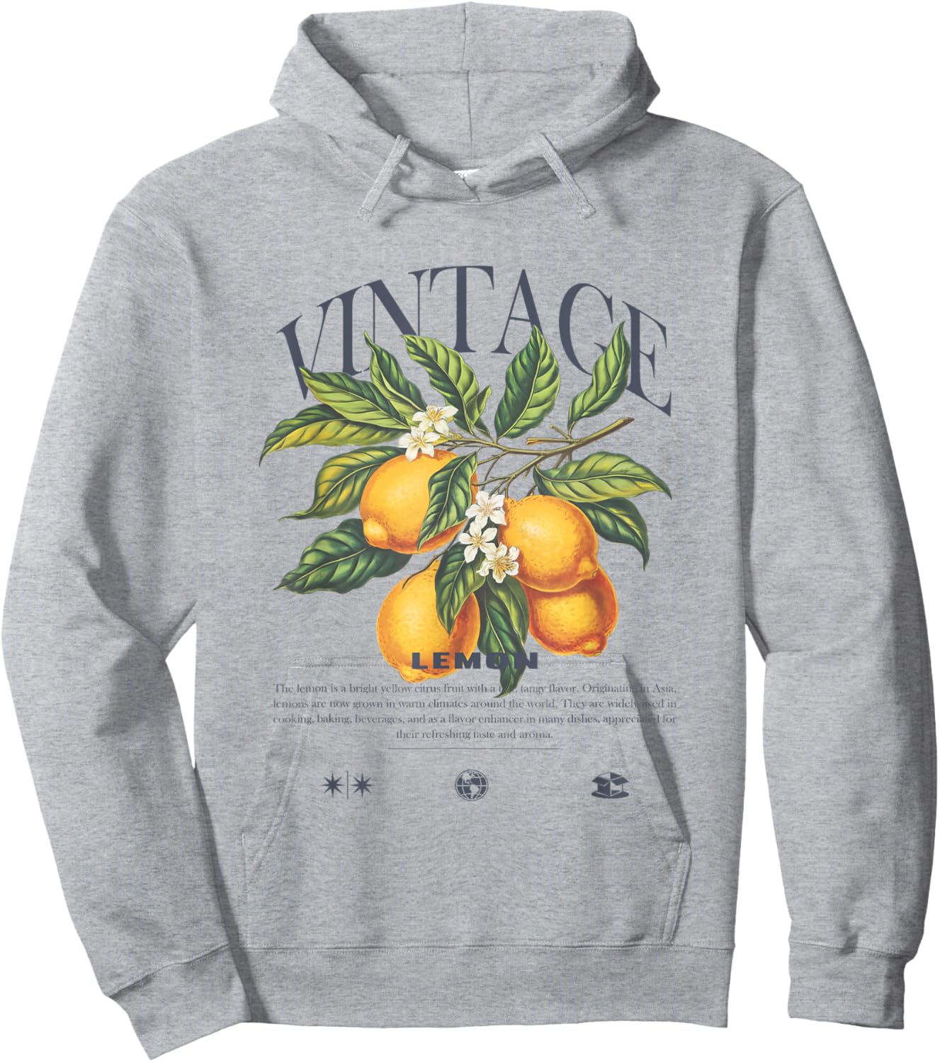 Lemon Fruit Vintage Hoodie - Hoodie | Ash