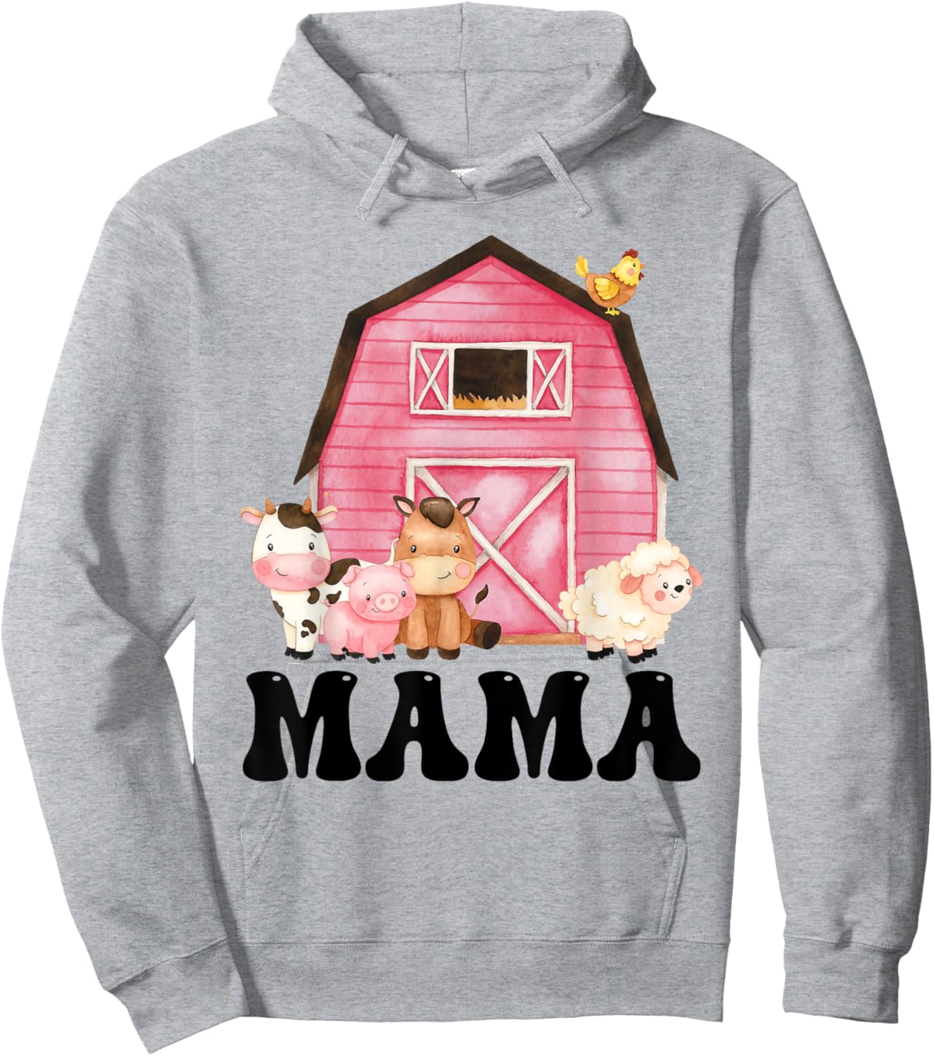 Funny Mama Farm Animals Birthday Theme Matching Family Hoodie - Hoodie | Ash