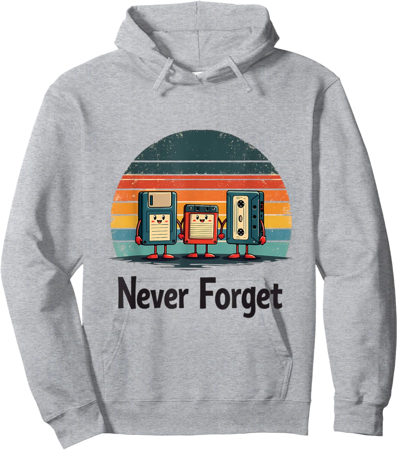 Never Forget Retro Floppy Cassette Tape Hoodie - Hoodie | Ash