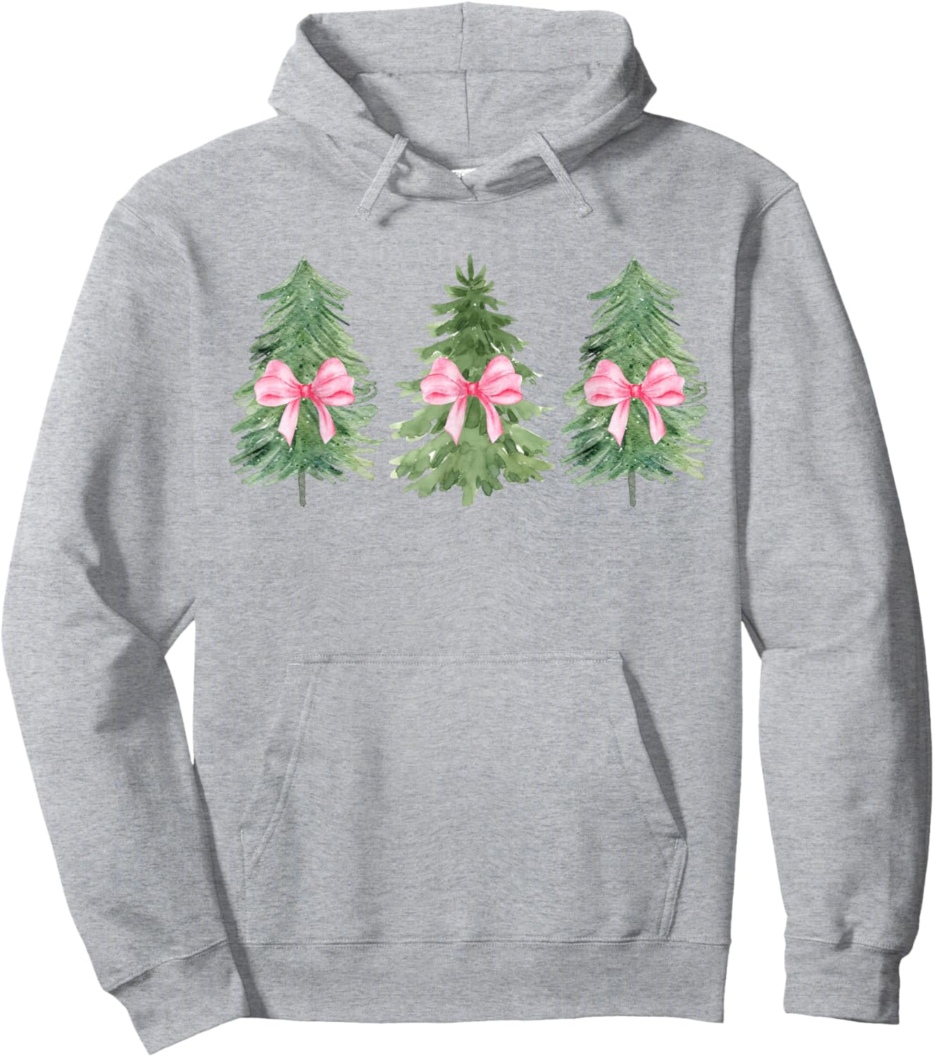 Christmas Tree Coquette Pink Bow Christmas Girly Women Girls Hoodie - Hoodie | Ash