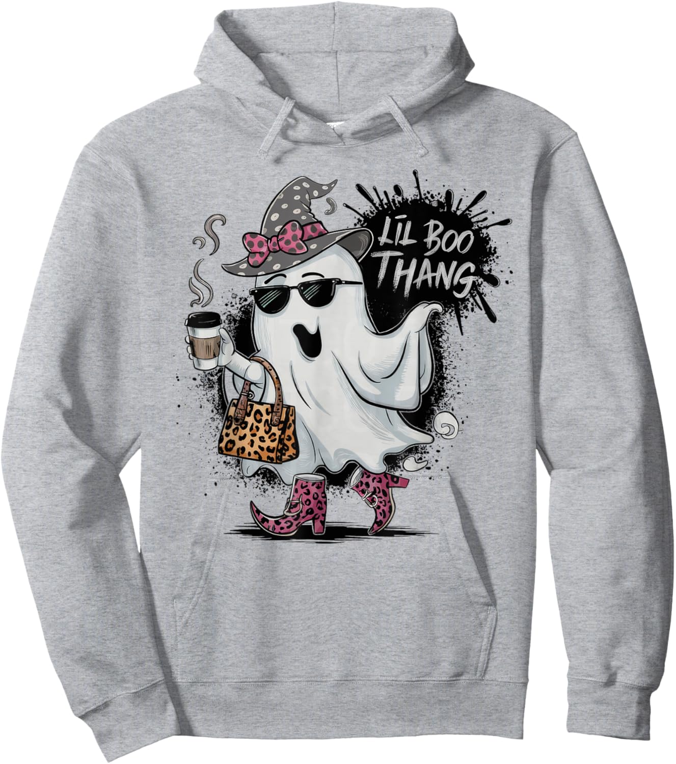 Lil Boo Thang Cute Ghost Halloween Costume Girl Kids Hoodie - Hoodie | Ash