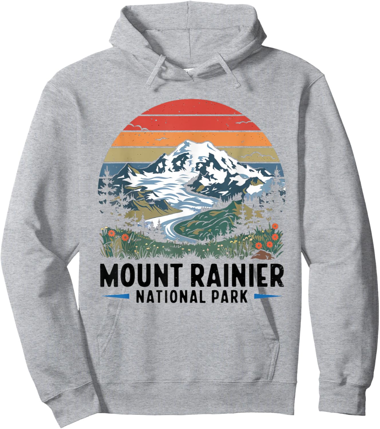 Mount Rainier National Park Retro Washington Adventure Hoodie - Hoodie | Ash
