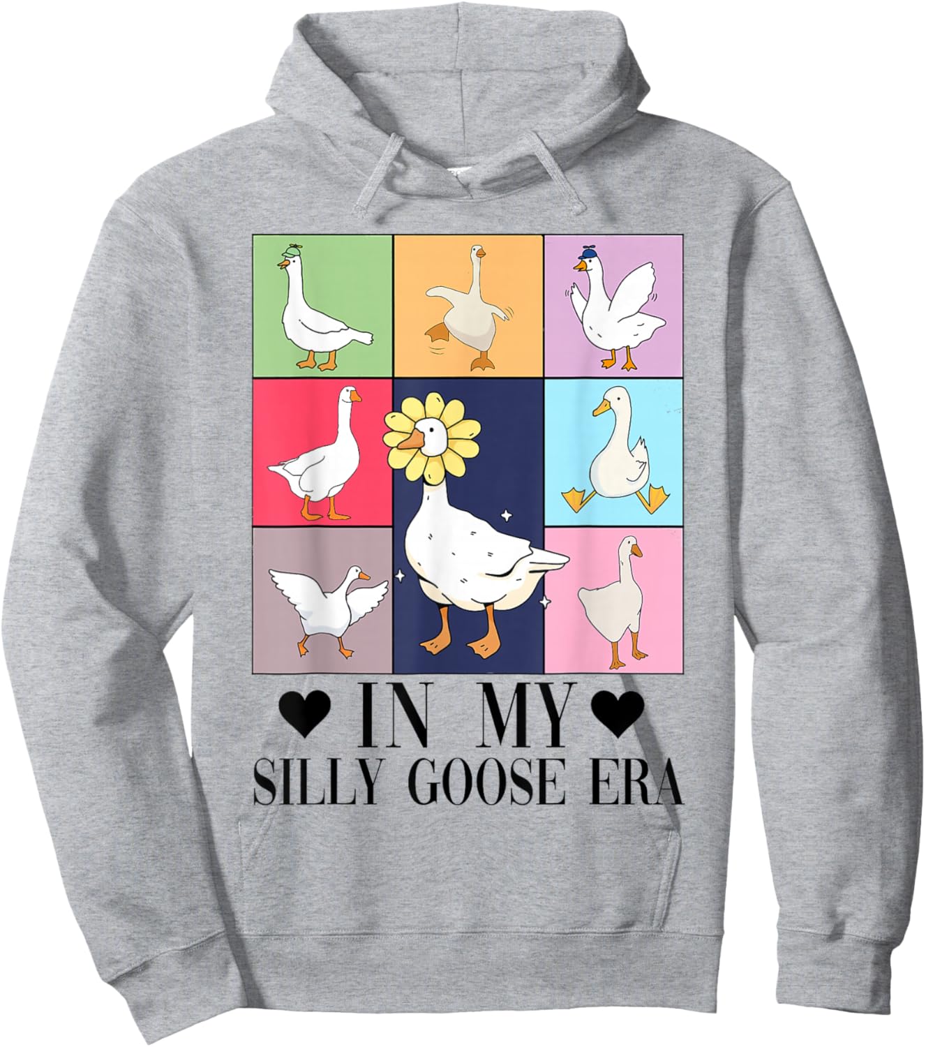 Retro in My Silly Goose Era Funny Animal Lover Hoodie - Hoodie | Ash