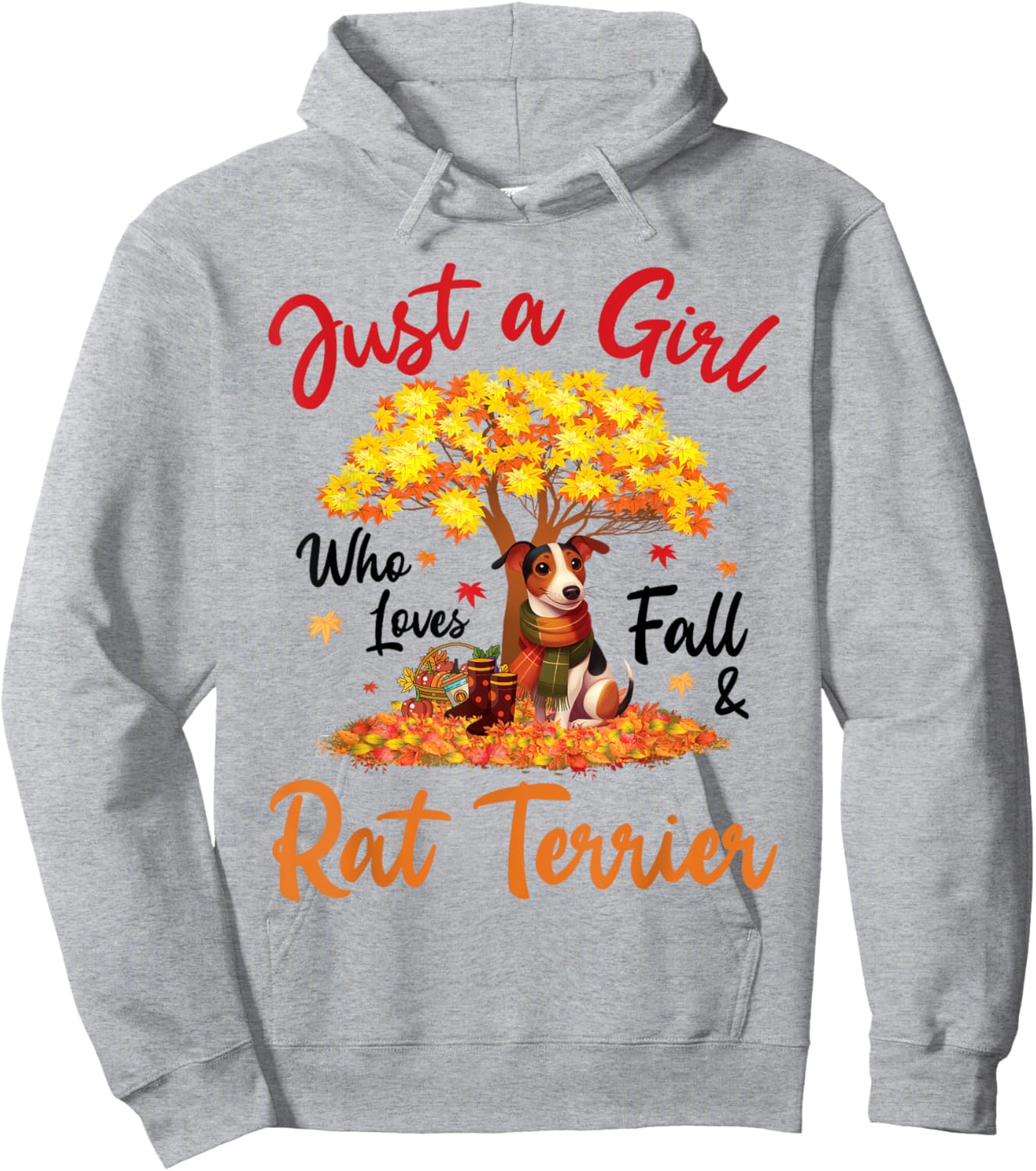 Just A Girl Who Loves Fall and Rat Terrier Dog Mother Mommy Hoodie - Hoodie | Ash