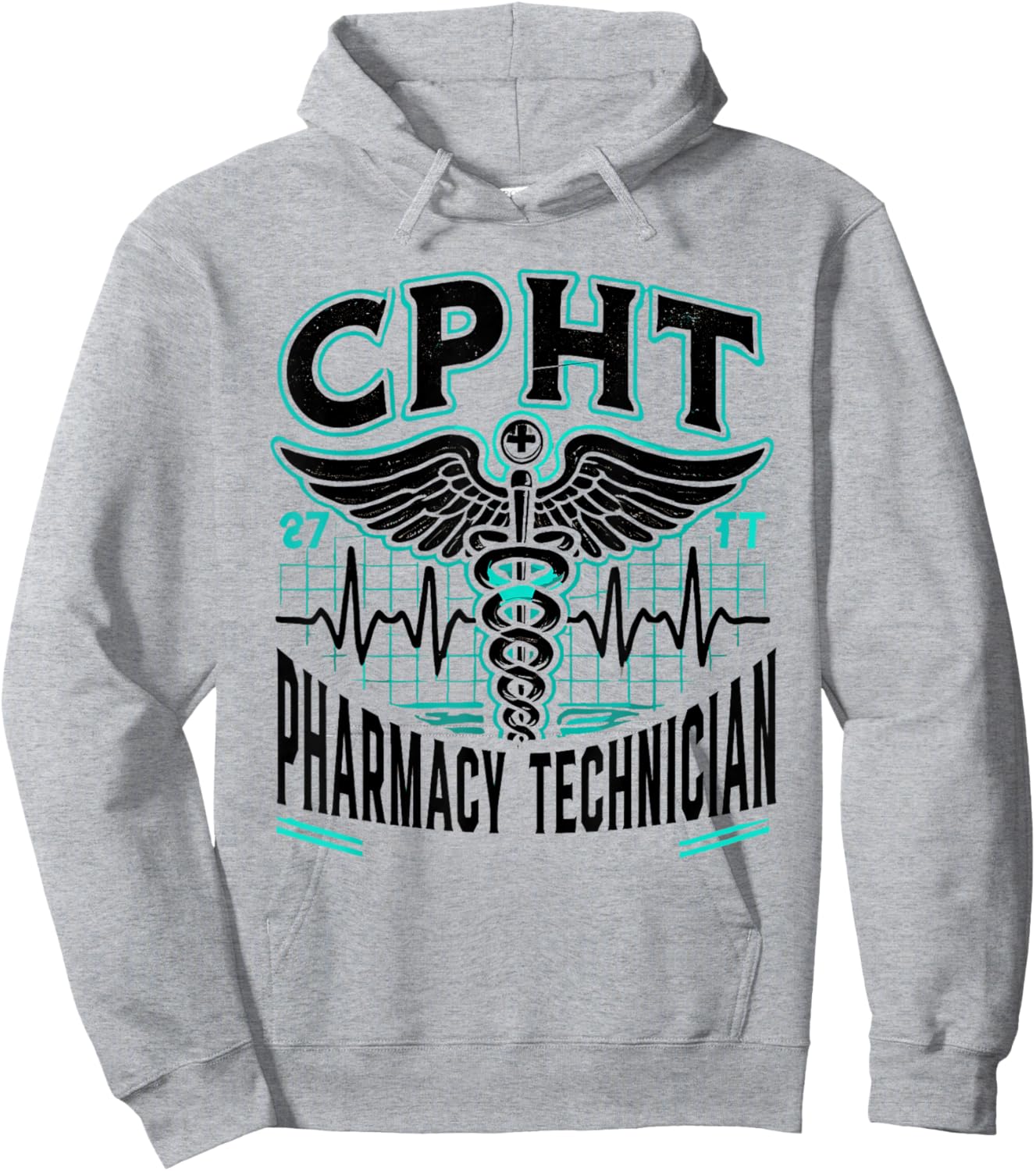 CPHT Pharmacy Technician Pharmacist Heartbeat Hoodie - Hoodie | Ash