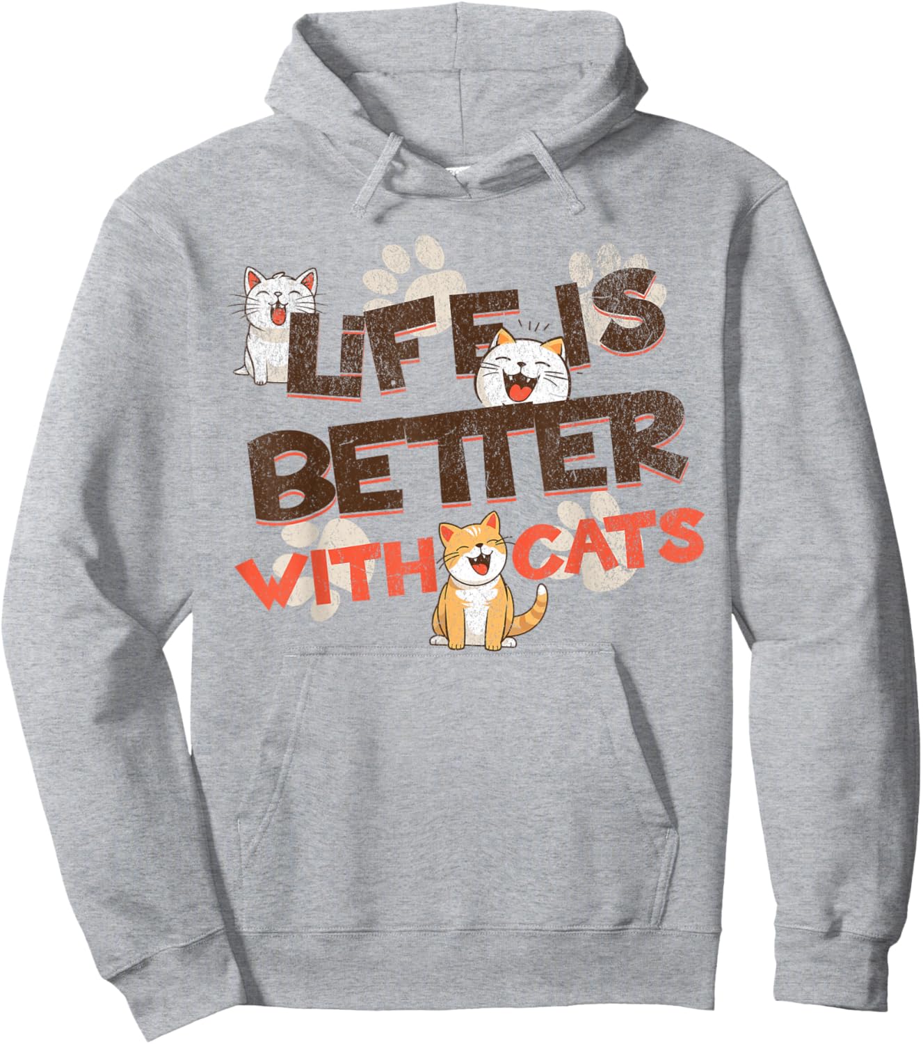 Life is Better With Cats Funny Cats Lover Women Girls Ladies Hoodie - Hoodie | Ash