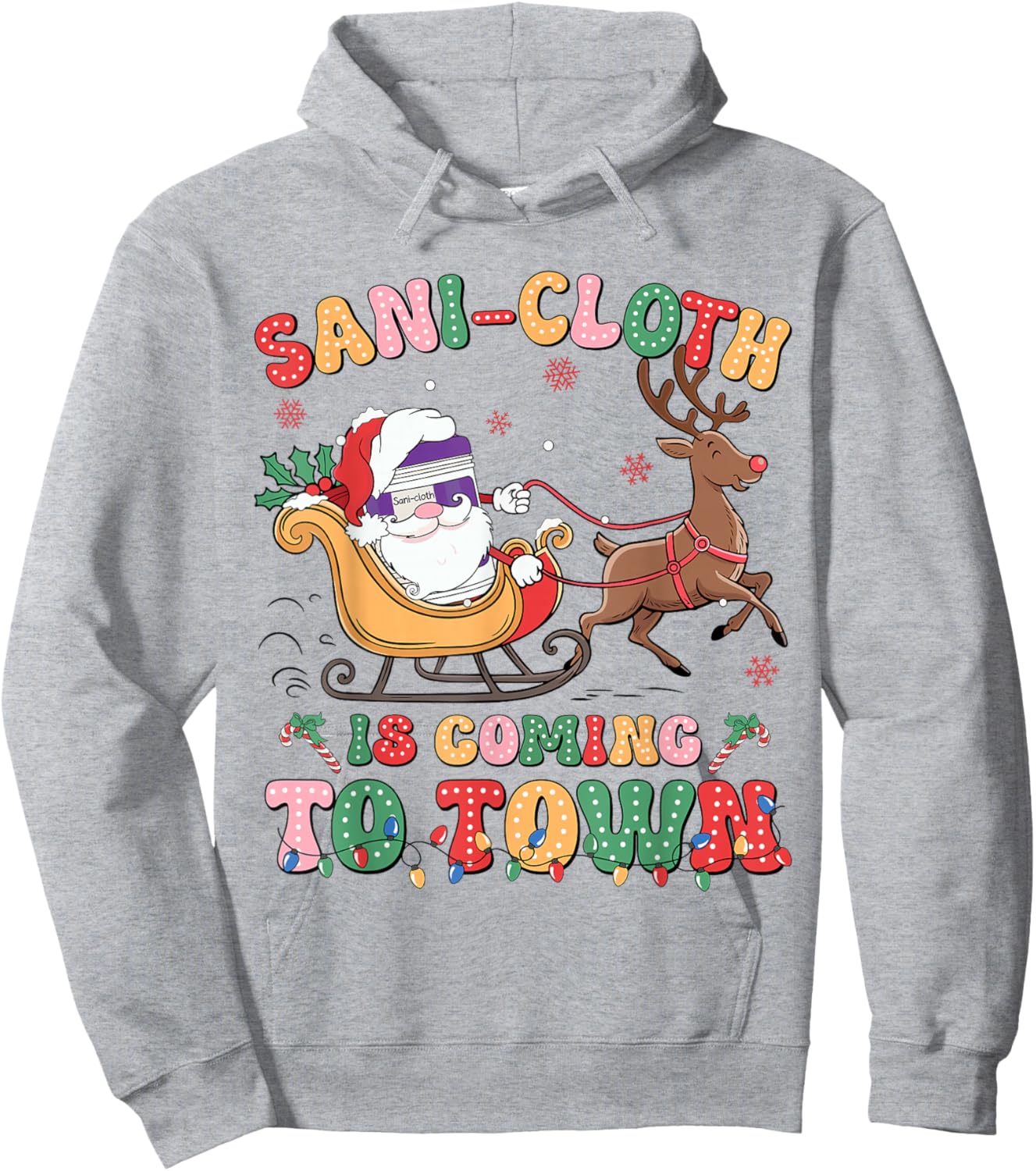 Sani Groovy Cloth Is Coming To Town Funny Nurse RN Christmas Hoodie - Hoodie | Ash
