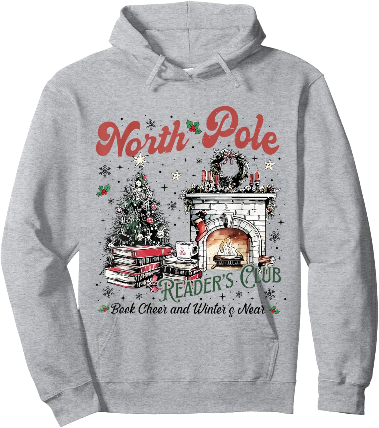 North Pole Book Club Book Lover Bookish Bookworm Christmas Hoodie - Hoodie | Ash