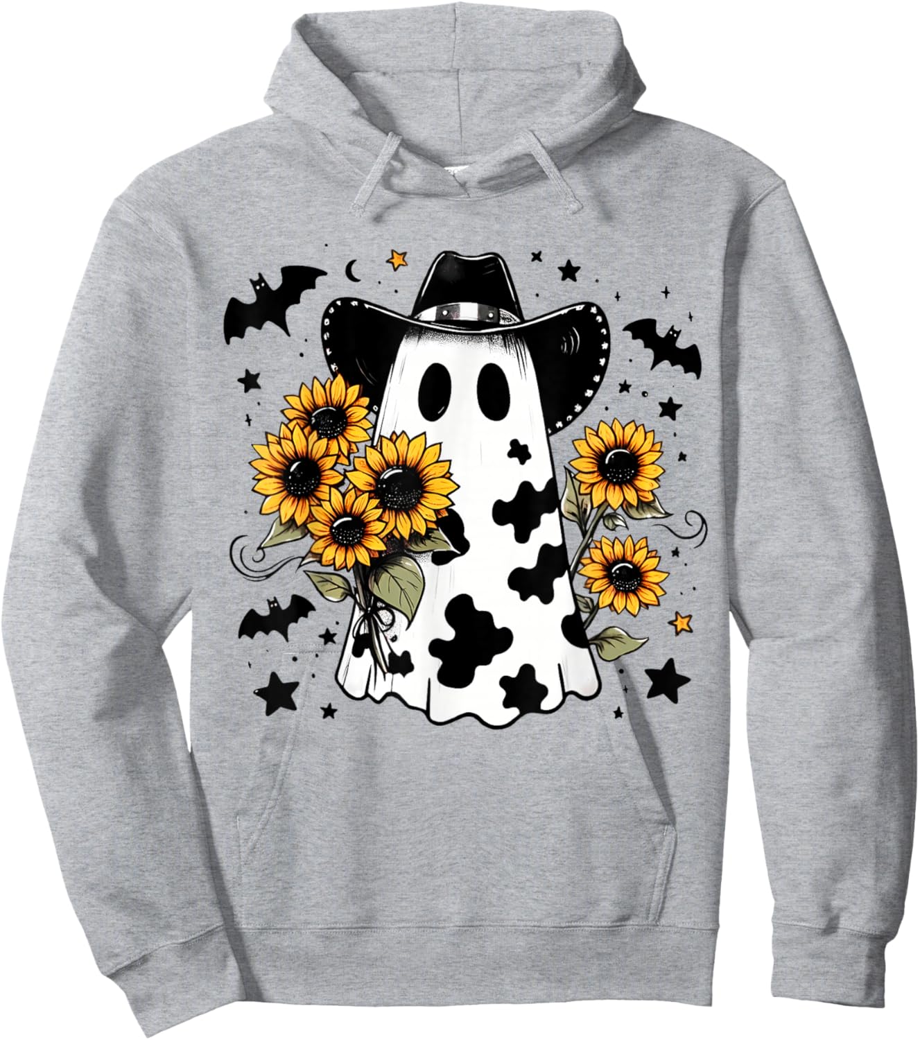 Cowboo Ghost Western Cowboy Sunflower Halloween Funny Boojee Hoodie - Hoodie | Ash