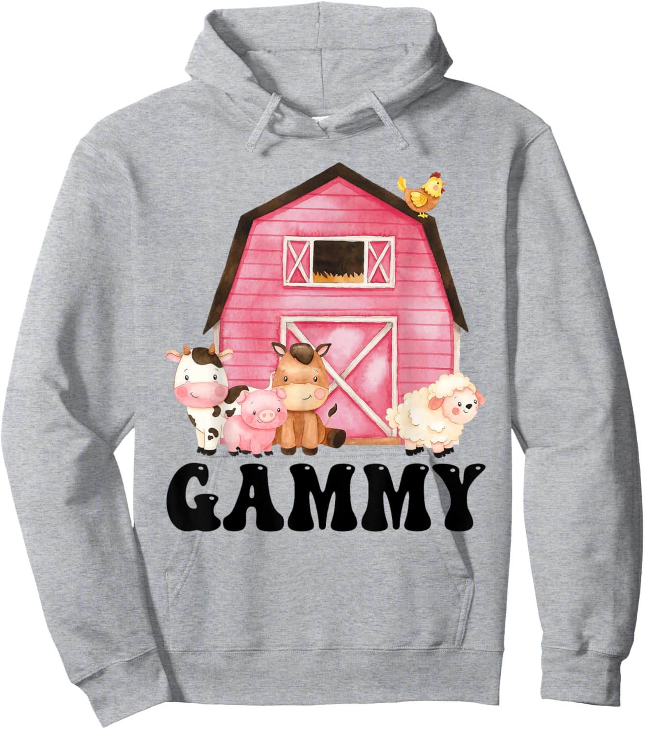 Funny Gammy Farm Animals Birthday Theme Matching Family Hoodie - Hoodie | Ash