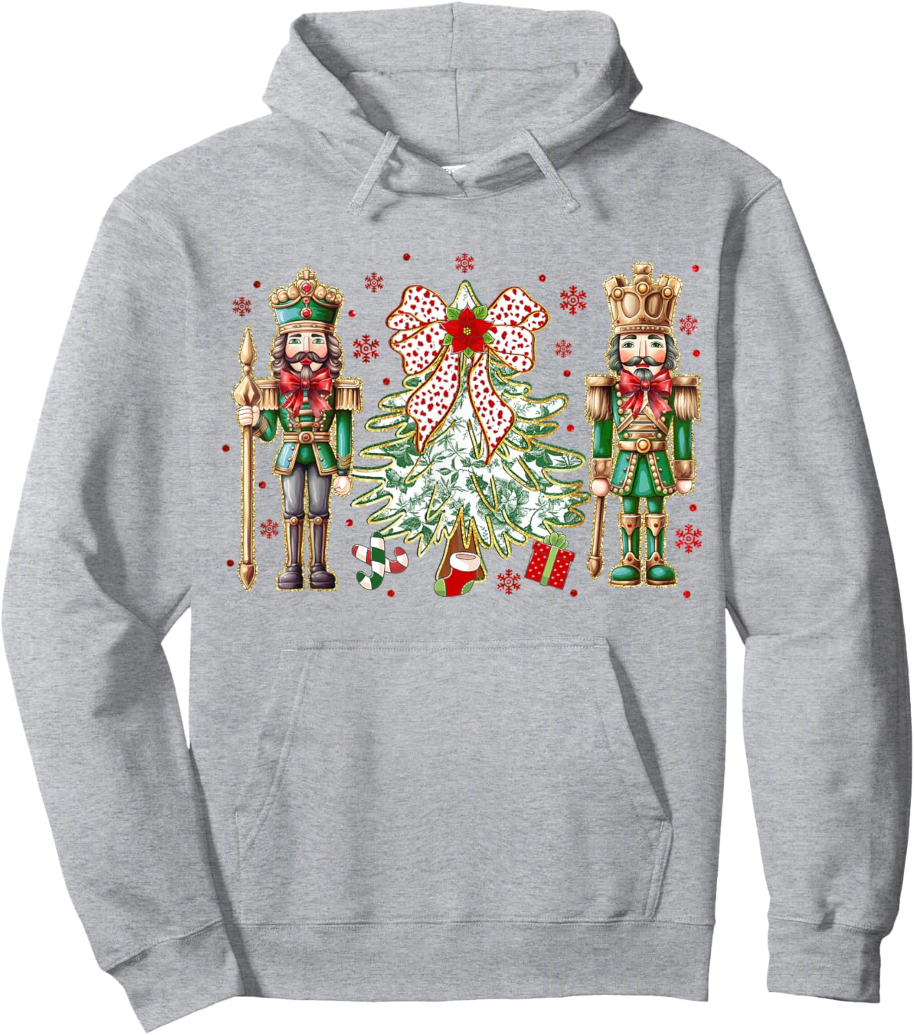 Chinoiserie Christmas Nutcracker Christmas Tree Coquette Bow Hoodie - Hoodie | Ash