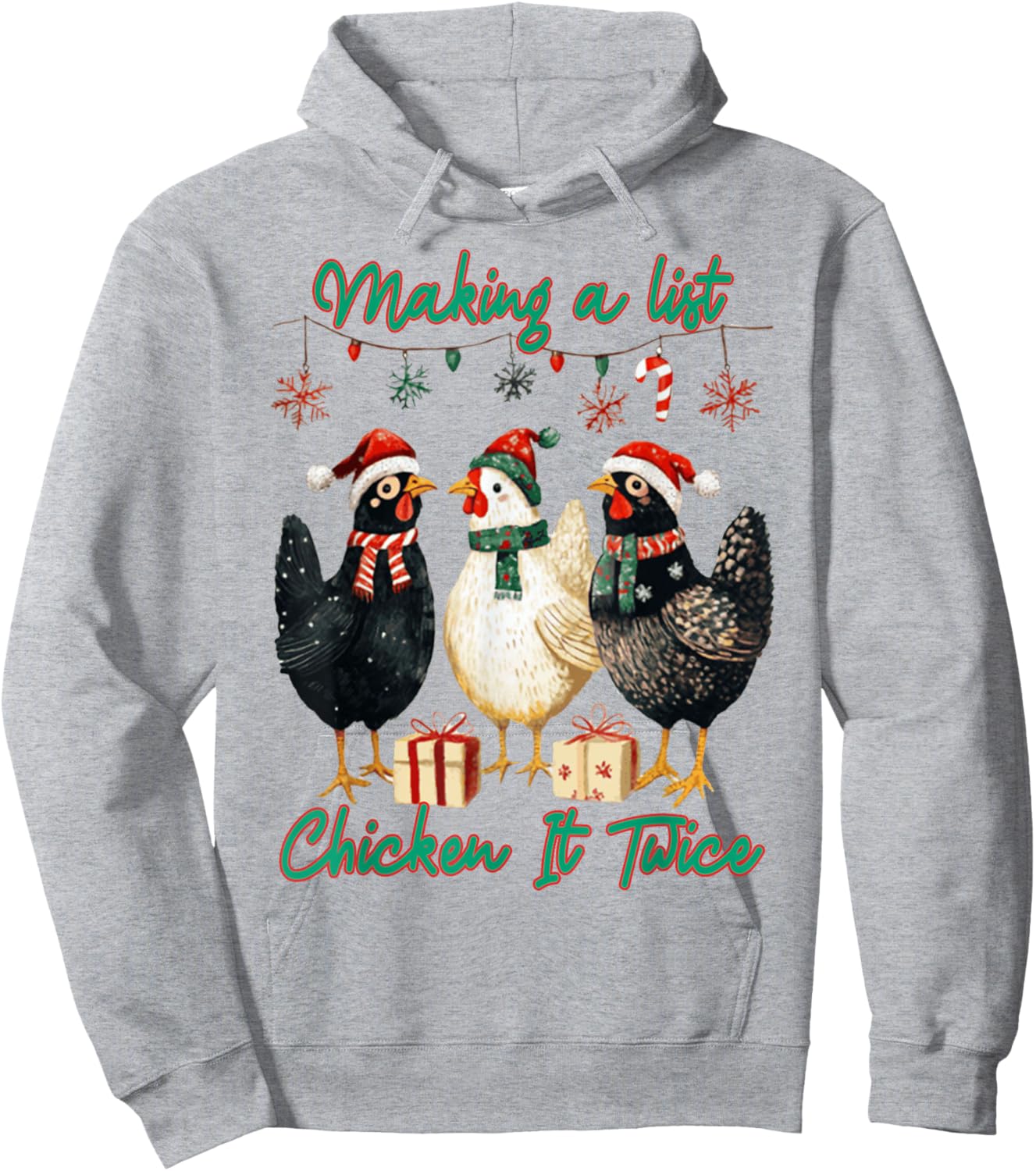 Making A List Chicken It Twice Christmas Santa Hat Farm Hoodie - Hoodie | Ash