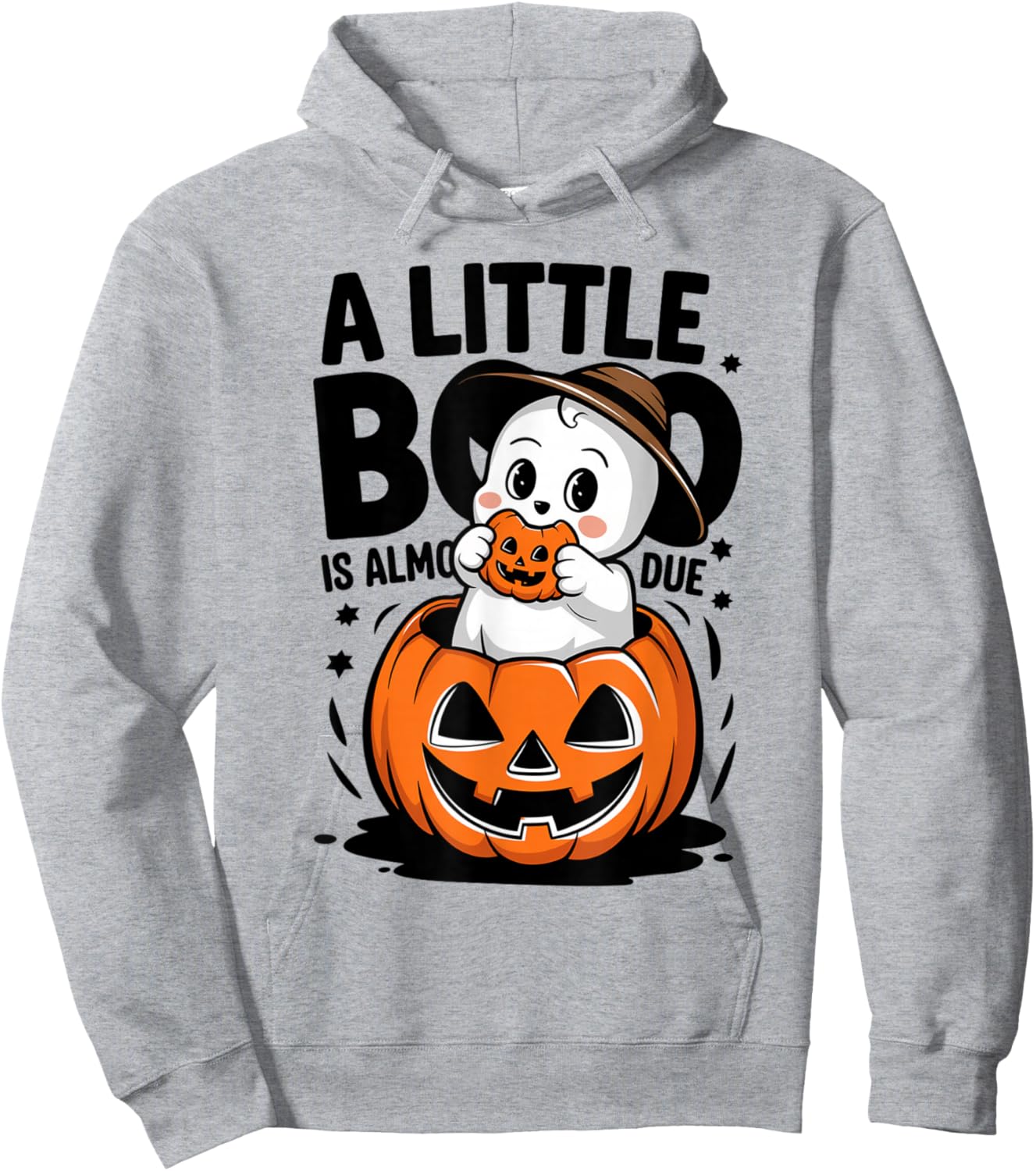 Little Boo Is Almost Due Halloween Pregnant Baby Ghost Hoodie - Hoodie | Ash