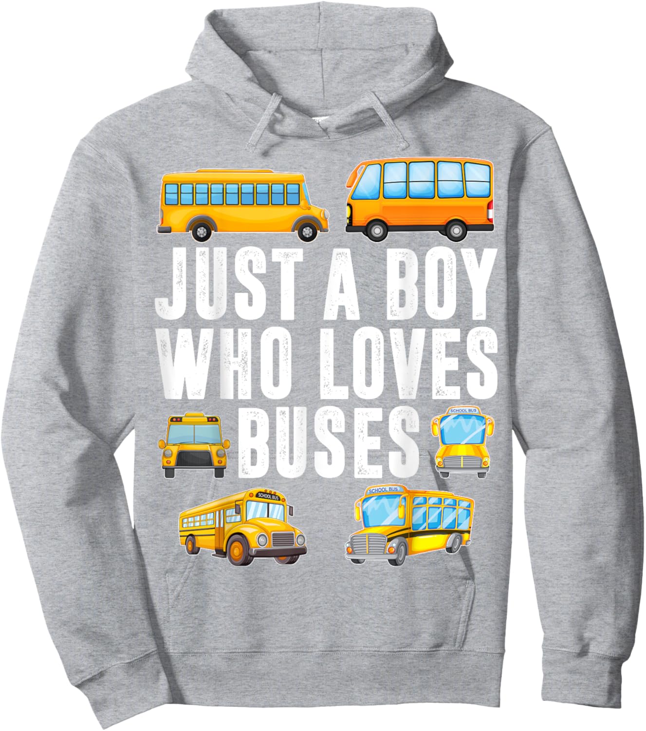 Kids Toddler Just A Boy Who Loves Buses Boys Men School Bus Hoodie - Hoodie | Ash