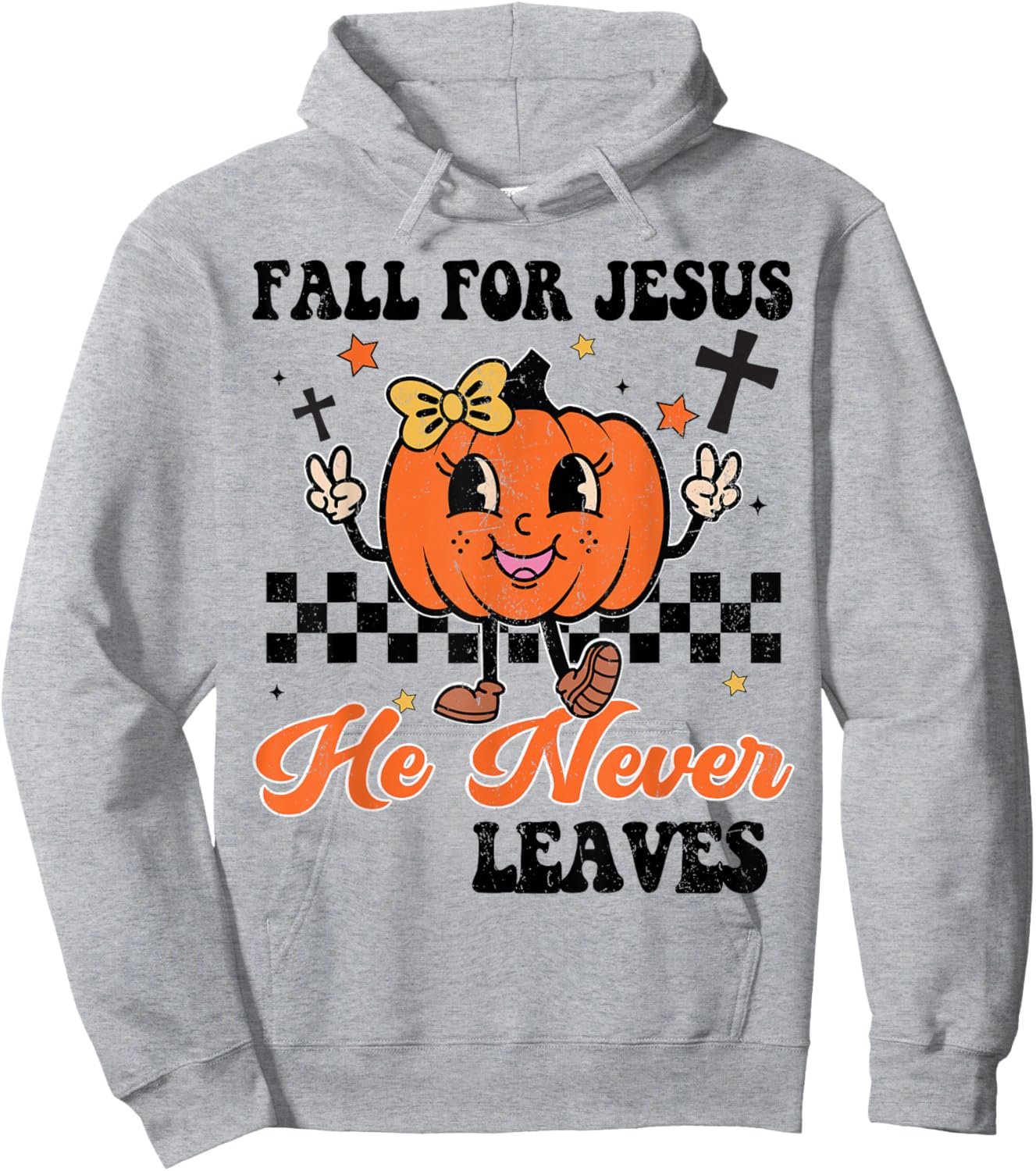 Girl Fall Jesus Never Leaves Thanksgiving Christian Outfit Hoodie - Hoodie | Ash