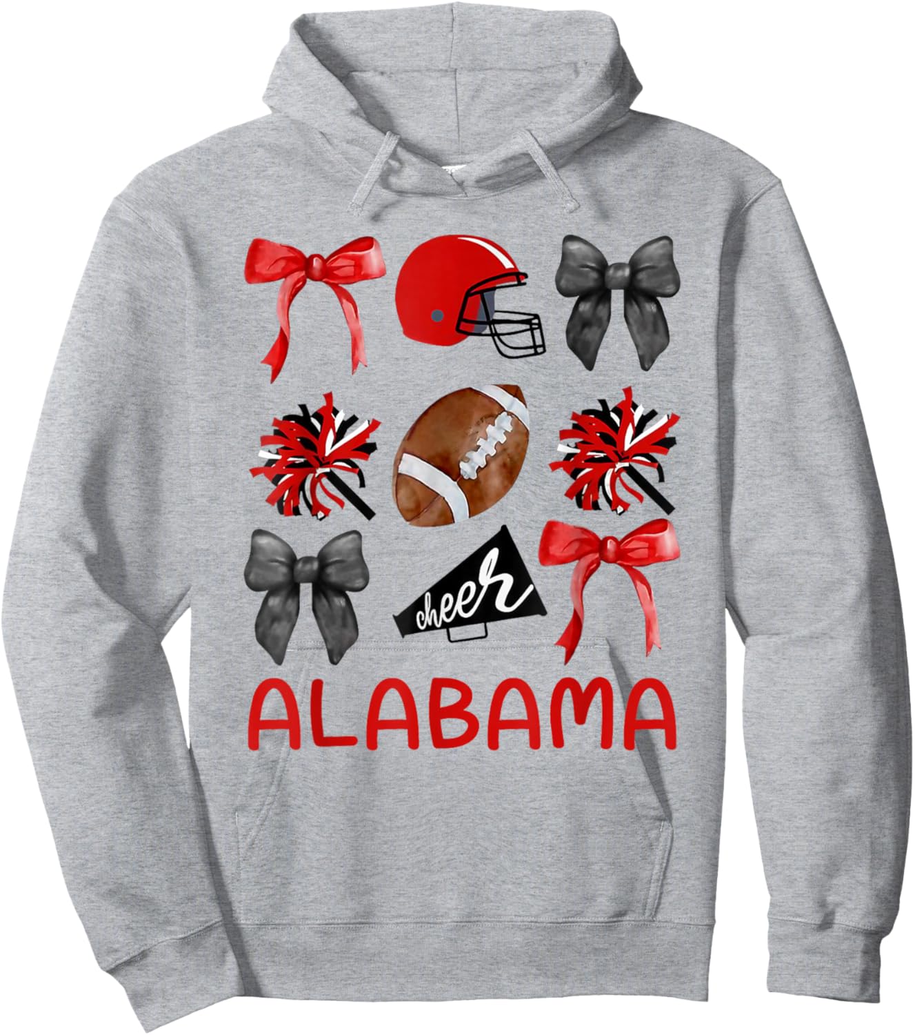 Alabama Women Toddler Girls Kids Sister Niece Coquette Bow Hoodie - Hoodie | Ash