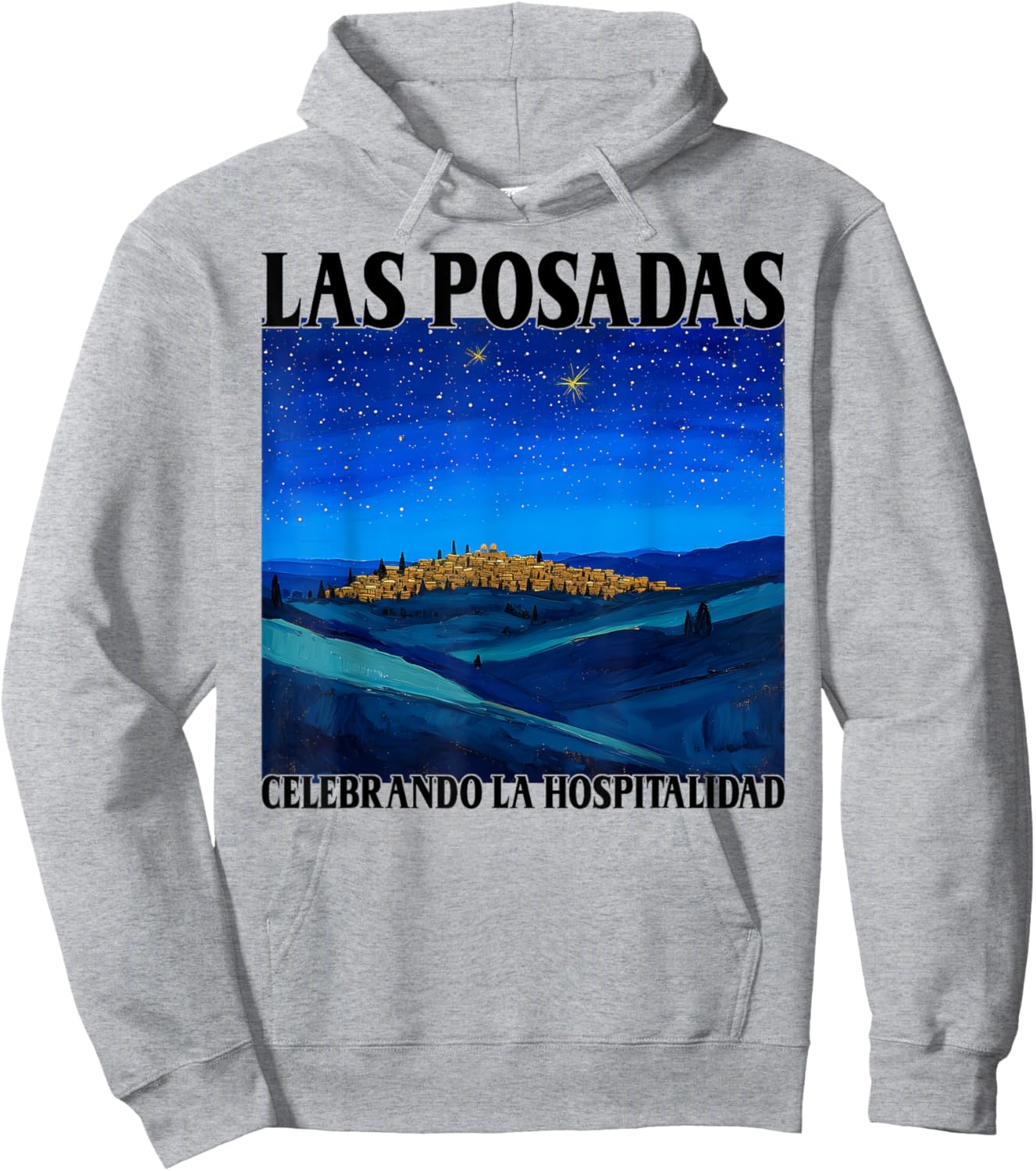 Las Posadas Celebrando la Hospitalidad Bethlehem Painting Hoodie - Hoodie | Ash