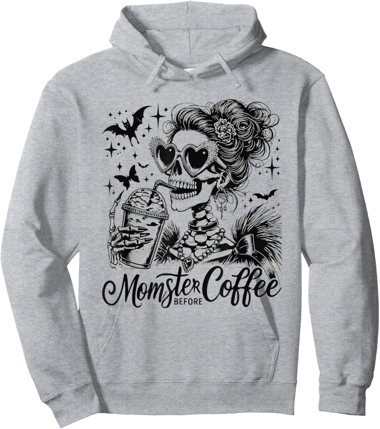 Momster Before Coffee Funny Halloween Costume Women Mom Hoodie - Hoodie | Ash