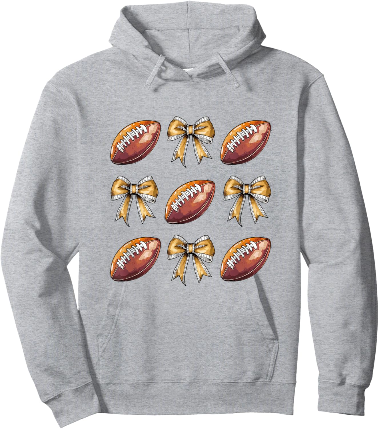 Funny Game Day Football Retro Coquette Bow Football Mama Hoodie - Hoodie | Ash