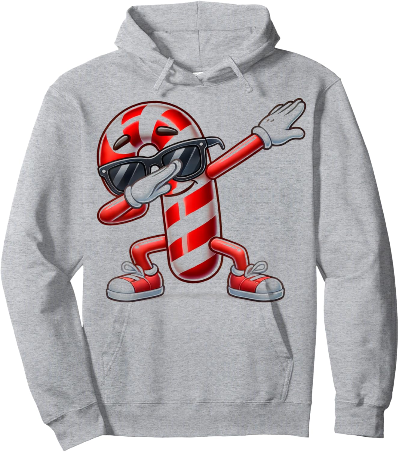 Dabbing Candy Cane Funny Christmas Hoodie - Hoodie | Ash