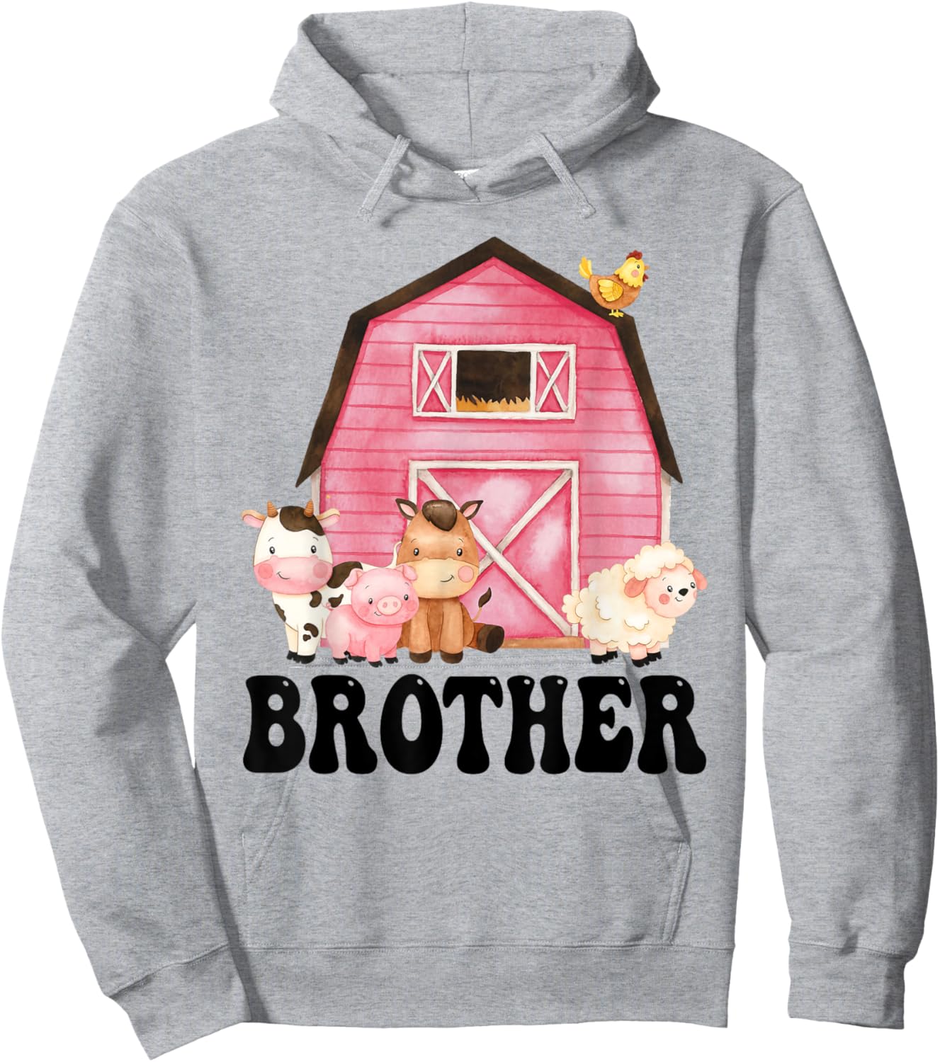 Funny Brother Farm Animals Birthday Theme Matching Family Hoodie - Hoodie | Ash