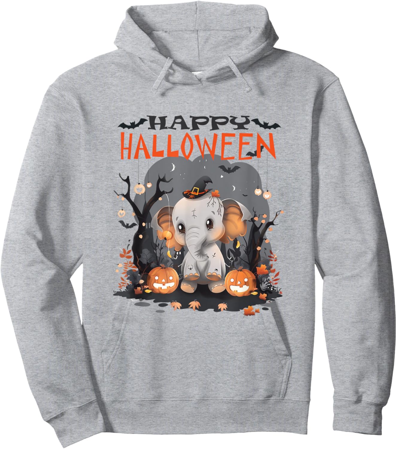Happy Halloween Elephant, A Cute Baby Elephant Hoodie - Hoodie | Ash