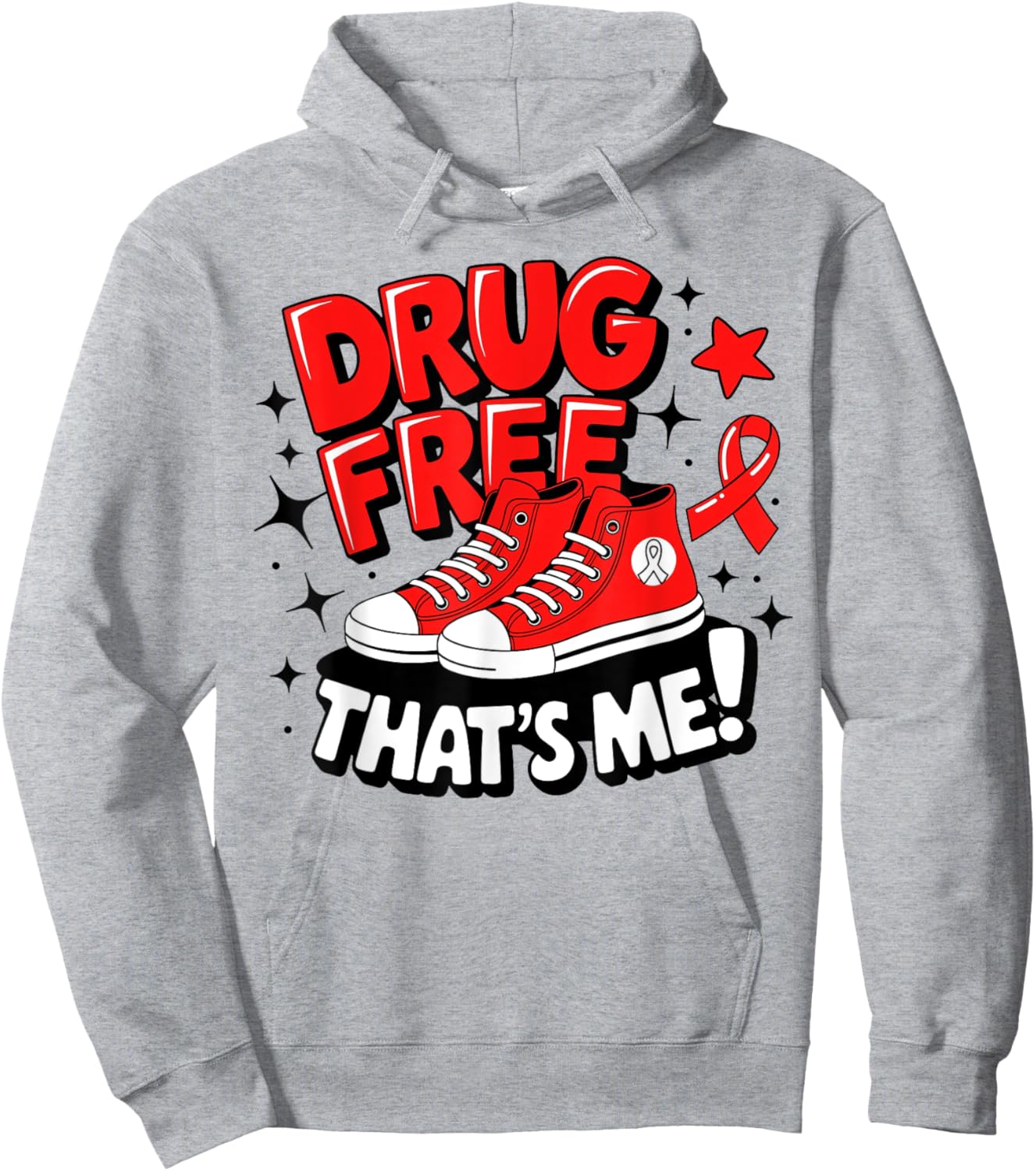 Groovy Dru.g Free Red Ribbon Week That's Me Awareness Chucks Hoodie - Hoodie | Ash