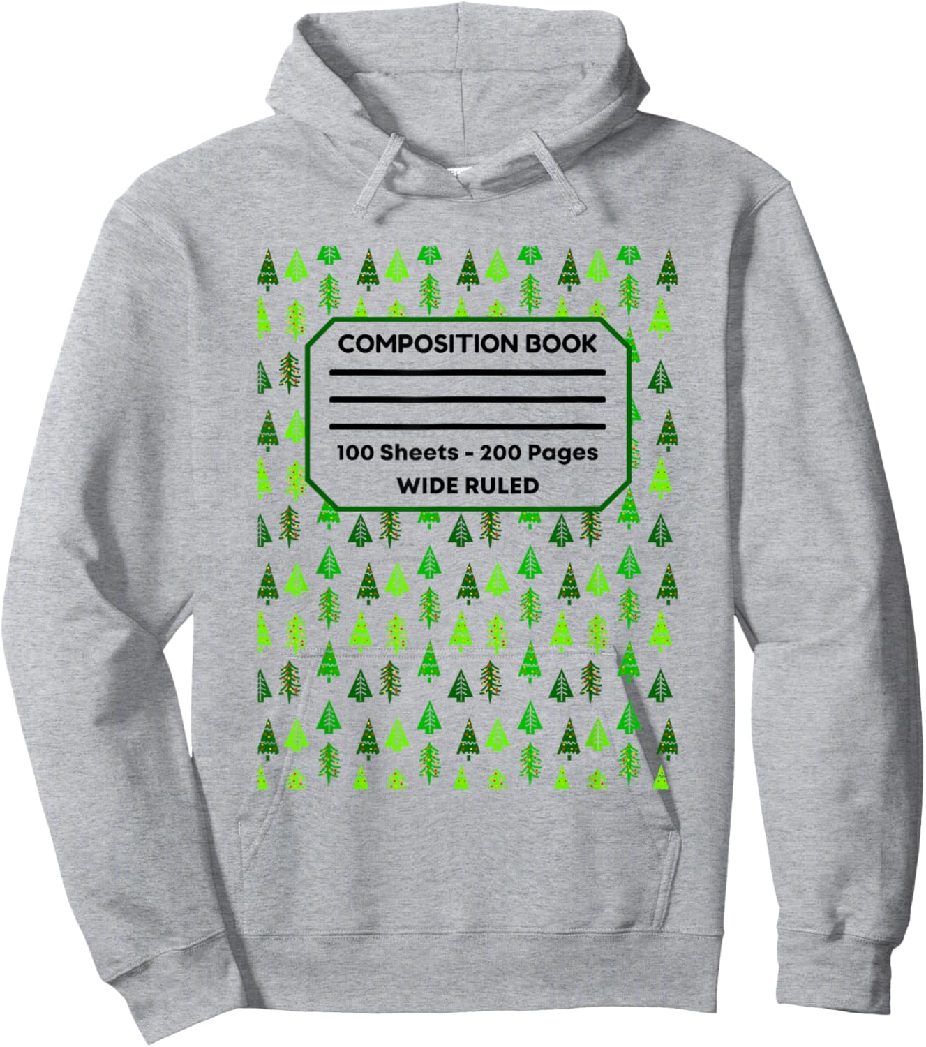 Christmas Tree Composition Notebook Holiday Journal Xmas Hoodie - Hoodie | Ash