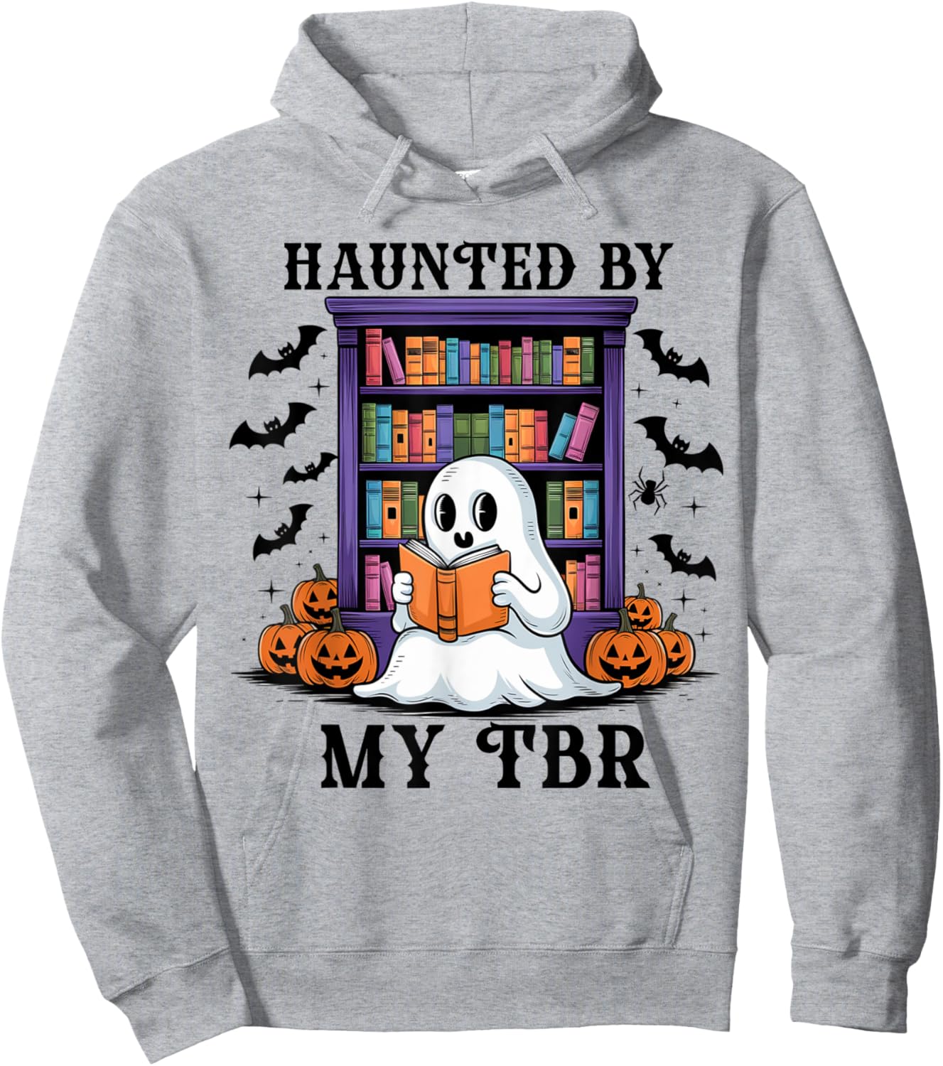 Haunted By My TBR Funny Halloween Bookish Readers Hoodie - Hoodie | Ash