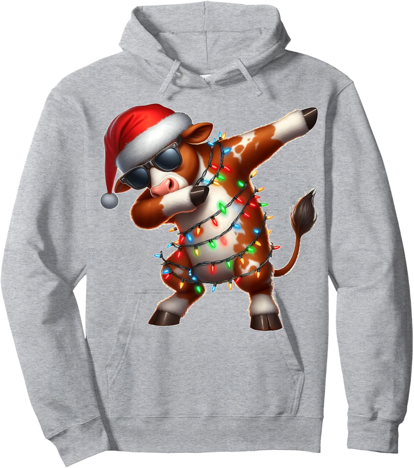 Dabbing Hereford Cattle Farmer Sunglasses Christmas Xmas Hoodie - Hoodie | Ash